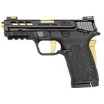 Smith & Wesson Smith & Wesson M&P Performance Center Shield EZ M2.0 Micro-Compact Frame 380 ACP 8+1, 3.80" Gold Titanium Coated Steel Ported Barrel, Black Armornite Lightening Cut/Serrated Stainless Steel Slide, Matte Black Polymer Frame w/Picatinny R
