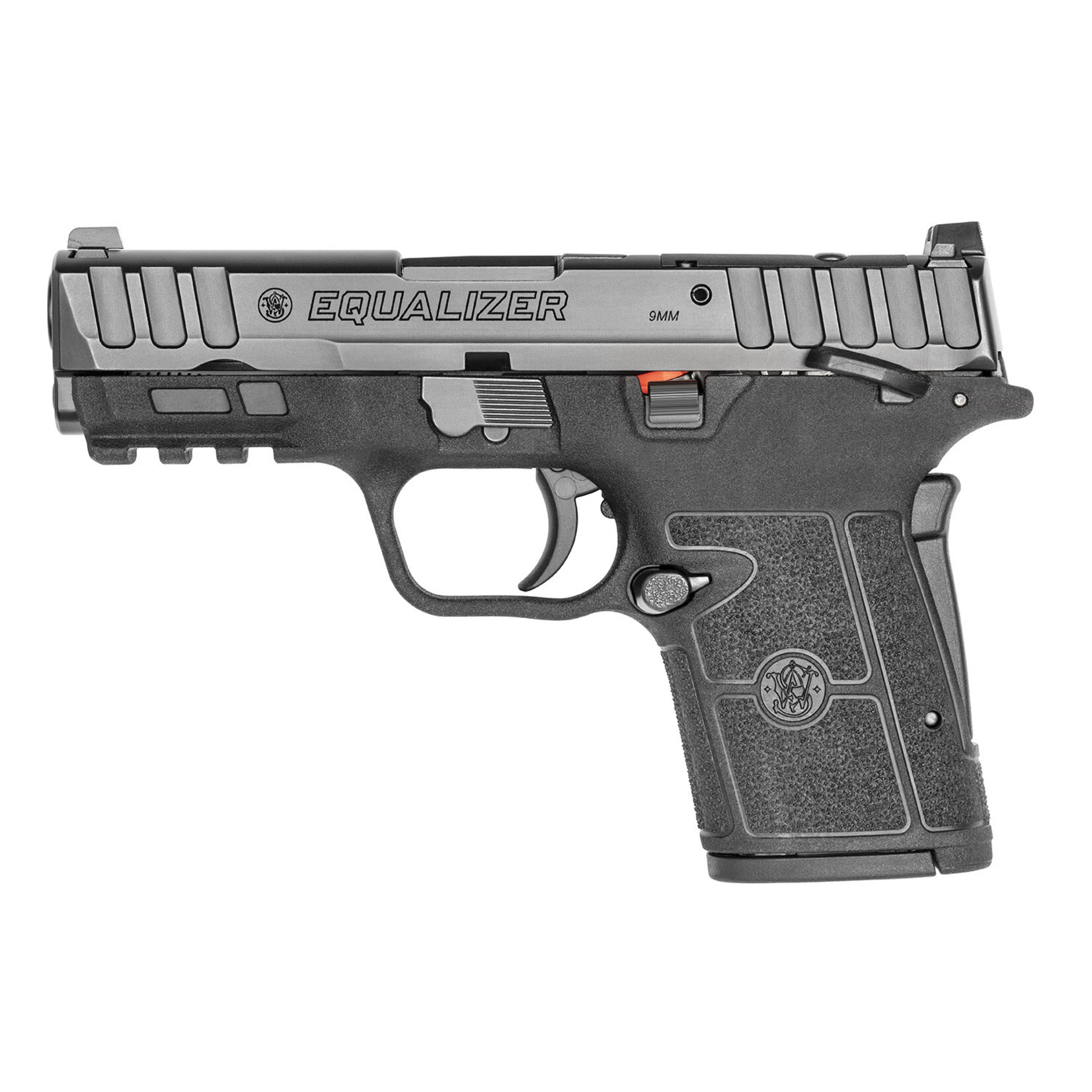 Smith & Wesson Smith & Wesson Equalizer Micro-Compact Frame 9mm Luger 10+1/13+1/15+1, 3.68" Black Armornite Stainless Steel Barrel & Optic Ready/Serrated Stainless Steel Slide, Black Polymer Frame w/Picatinny Rail, Black Textured Polymer Grip, Manual Thumb