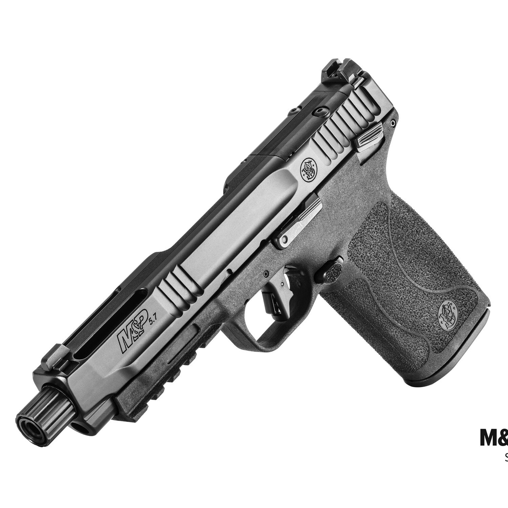 Smith & Wesson Smith & Wesson M&P 5.7 5.7x28mm 22+1 5" Black Armornite Steel w/Tempo System/Threaded Muzzle w/Thread Protector Barrel Black Armornite Optic Ready/Serrated Slide Black Polymer Frame w/Picatinny Rail Black Textured Polymer Grips Ambidext