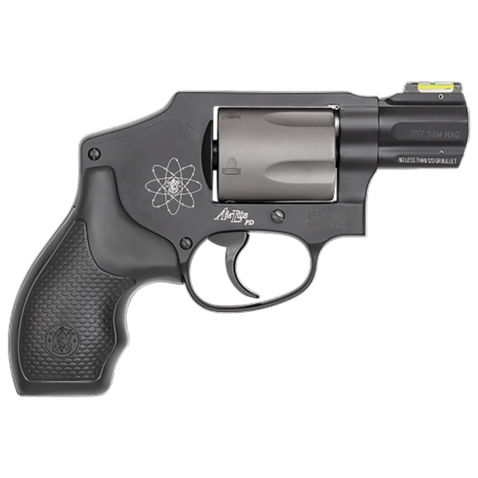 Smith & Wesson Smith & Wesson Model 340 Personal Defense 357 Mag Or 38 S&W Spl +P 1.88" Black Stainless Steel Barrel, 5rd Titanium Cylinder, Black Scandium Alloy J-Frame, HiViz Fiber Optic Green Front Sight, Internal Lock