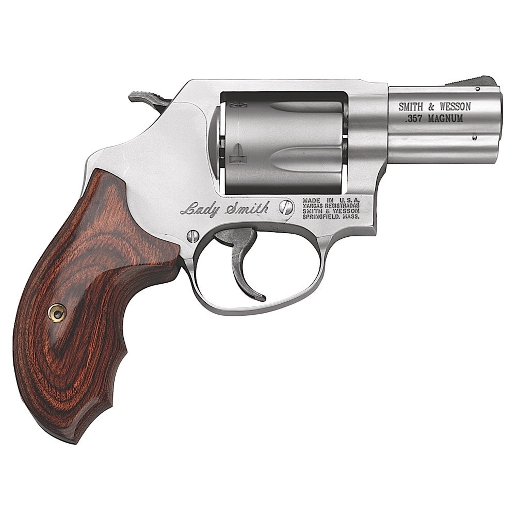 Smith & Wesson Smith & Wesson Model 60 Ladysmith 357 Mag or 38 S&W Spl +P Stainless Steel 2.12" Barrel & 5rd Cylinder, Satin Stainless Steel J-Frame, Ergonomic Wood Grip For Smaller Hands
