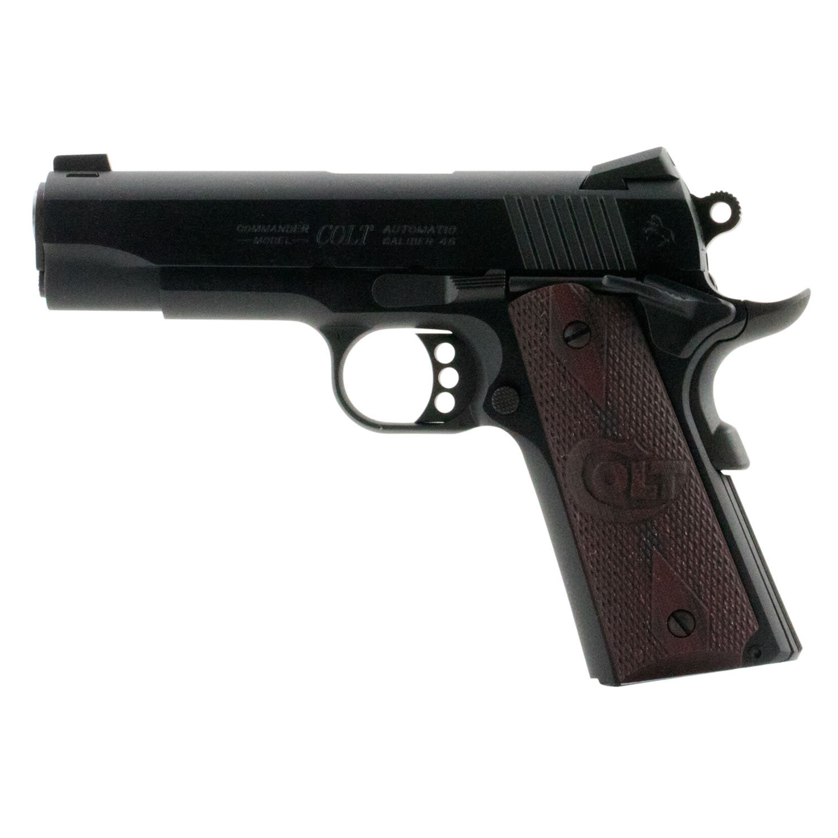 Colt Colt Mfg Commander Combat 45 ACP 8+1 4.25" Black Steel Barrel, Blued Serrated Slide & Carbon Steel Frame w/Beavertail, Black Cherry Checkered G10 Grips Right Hand