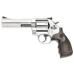 Smith & Wesson Smith & Wesson Model 686+ Plus 357 Mag or 38 S&W Spl +P Stainless Steel 5" Barrel & 7rd Cylinder, Satin Stainless Steel L-Frame, Black/Silver Custom Wood Grip, Red Ramp Front/White Outline Rear Sights, Internal Lock