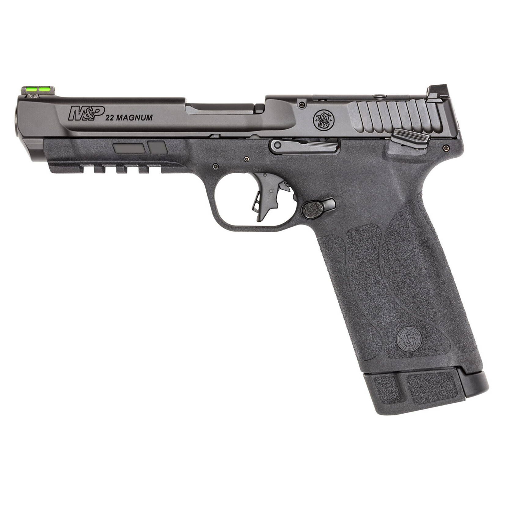 Smith & Wesson Smith & Wesson M&P 22 Full Size Frame 22 WMR 30+1, 4.35" Black Armornite Stainless Steel w/Tempo System Barrel, Black Armornite Optic Ready/Serrated Slide, Black Polymer Frame w/Picatinny Rail Frame, Black Textured Grip, Ambidextrous Thumb Sa