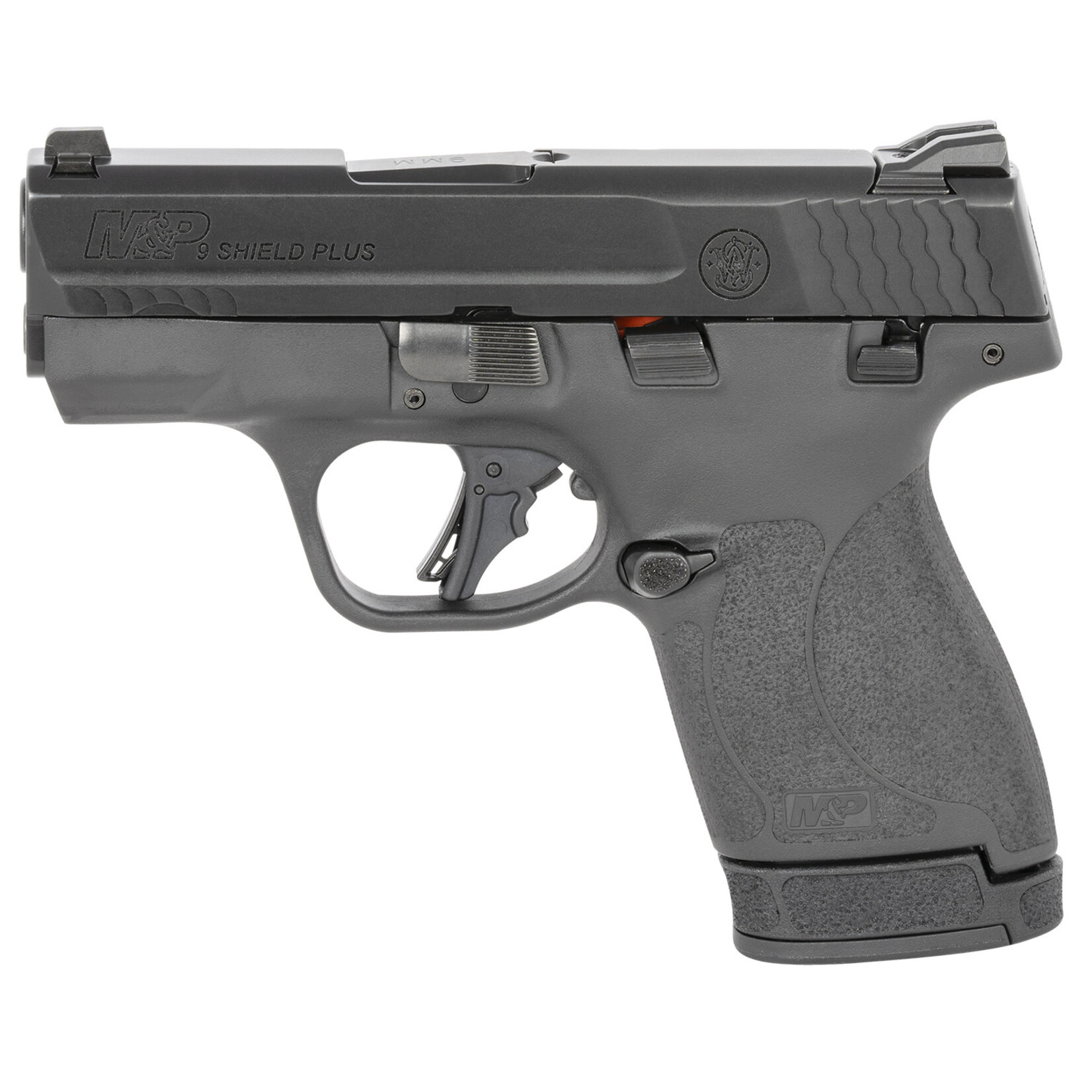 Smith & Wesson Smith & Wesson M&P Shield Plus Micro-Compact Frame 9mm Luger 10+1/13+1, 3.10" Black Armornite Stainless Steel Barrel, Matte Black Armonite Serrated Stainless Steel, Slide Matte Black Polymer Frame, Black Polymer Grip, Manual Thumb Safety, Rig