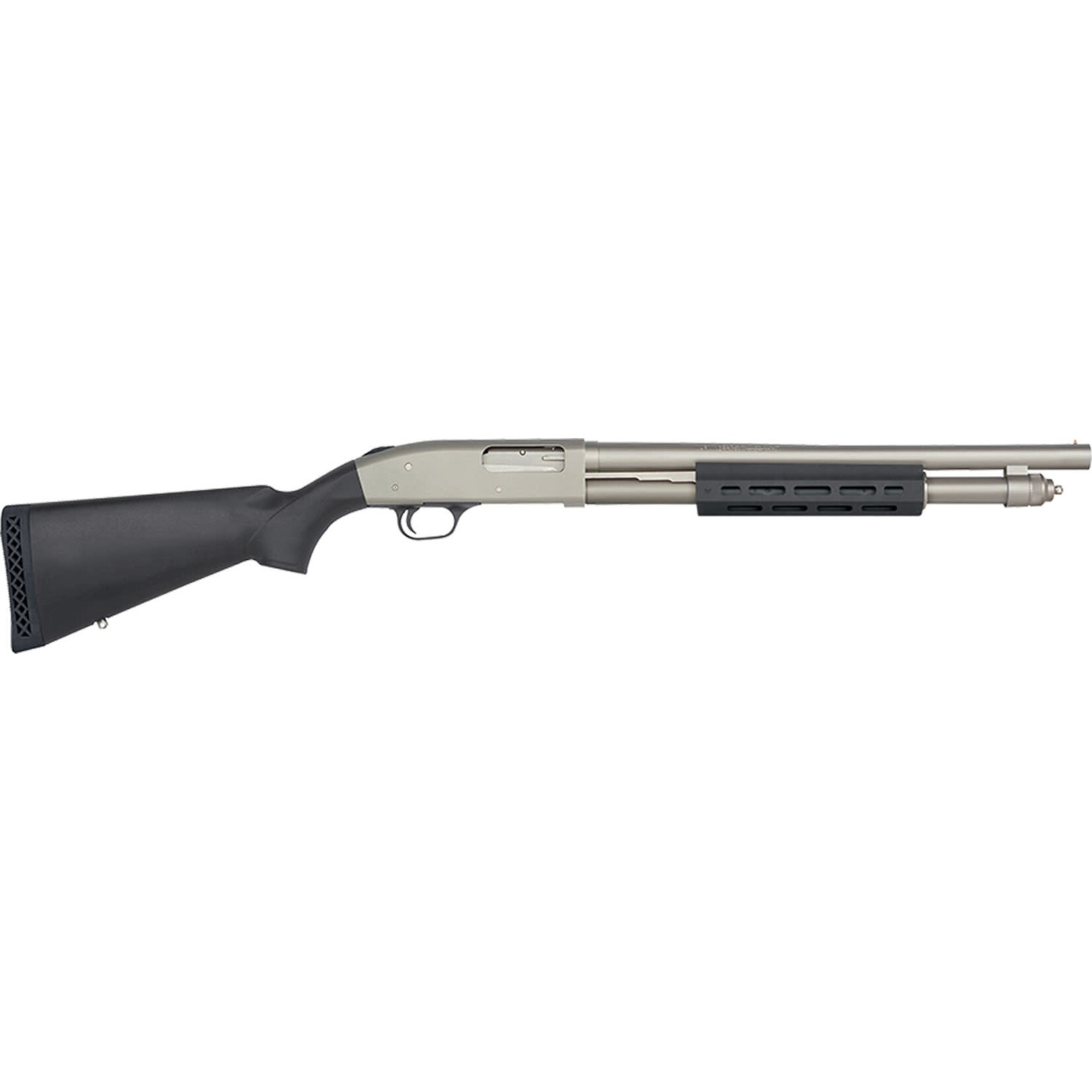 Mossberg Mossberg 590A1 Tactical 12 Gauge 6+1 3" 18.50" Heavy Cylinder Bore Barrel, Silver Marinecote Finish, Drilled & Tapped Receiver, Mil-Spec Construction w/Metal Trigger Guard & Safety, Synthetic Stock w/M-LOK Forend