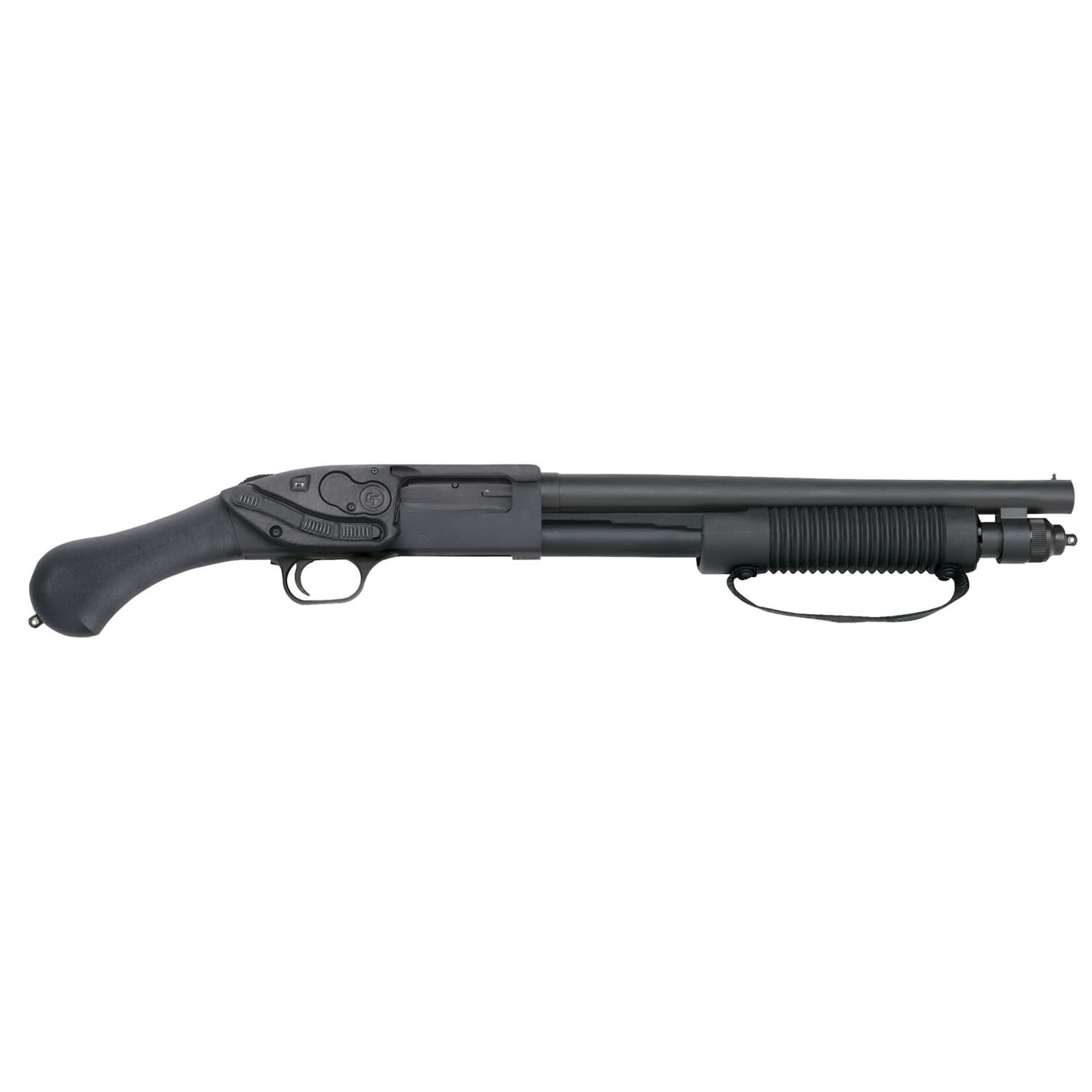 Mossberg Mossberg 590 Shockwave 12 Gauge 5+1 3" 14.375" Heavy Barrel, Blued Metal Finish, Drilled & Tapped Receiver, Dual Extractors, Corncob Forend w/Strap, Raptor Birdshead Grip Stock, Includes Crimson Trace LS-250 Lasersaddle