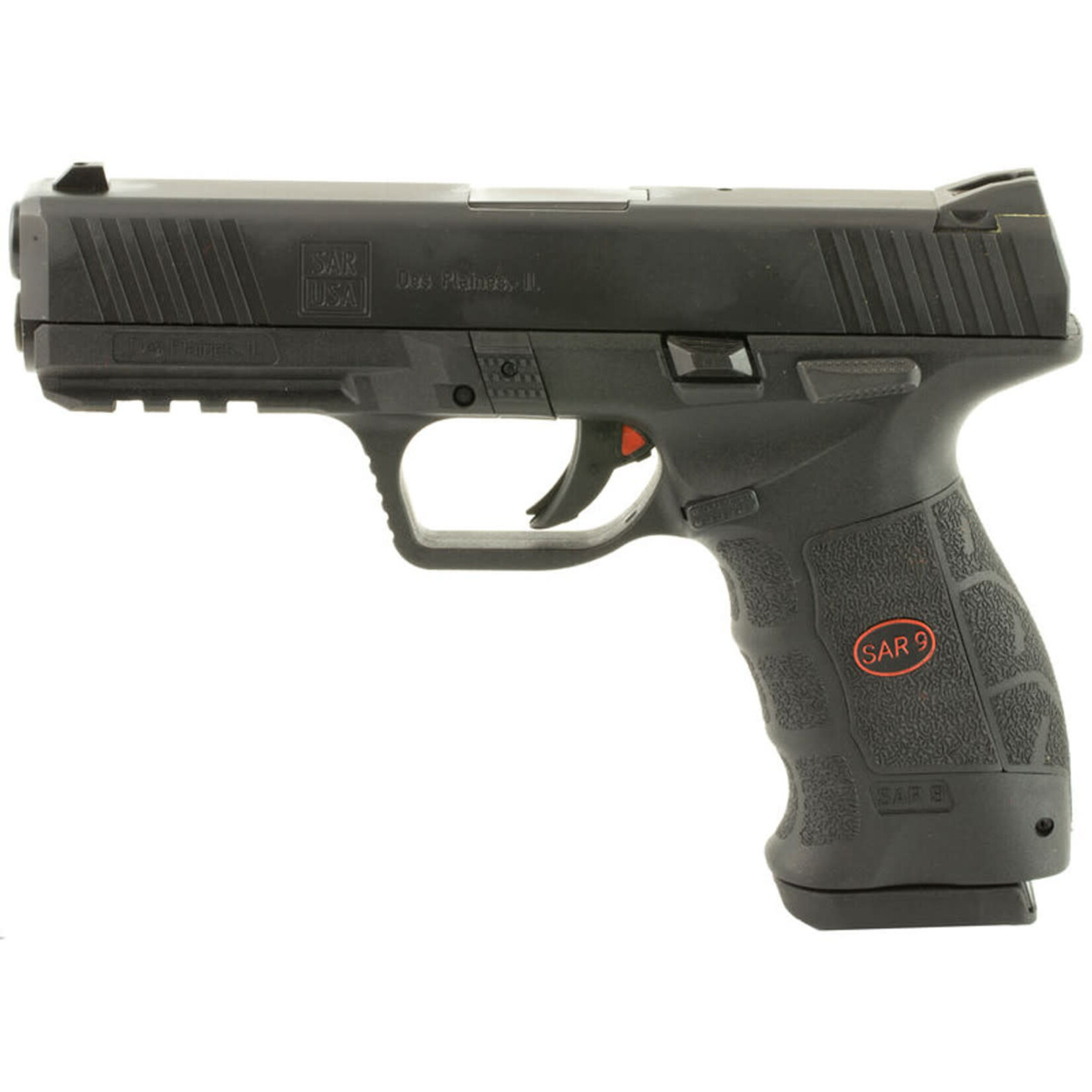 SAR USA SAR USA SAR9 9mm Luger 4.40" Barrel 17+1 , Black Polymer Frame with Steel Slide & Picatinny Acc. Rail , Striker Fire Indicator , Interchangeable Grip Panels , Manual Safety