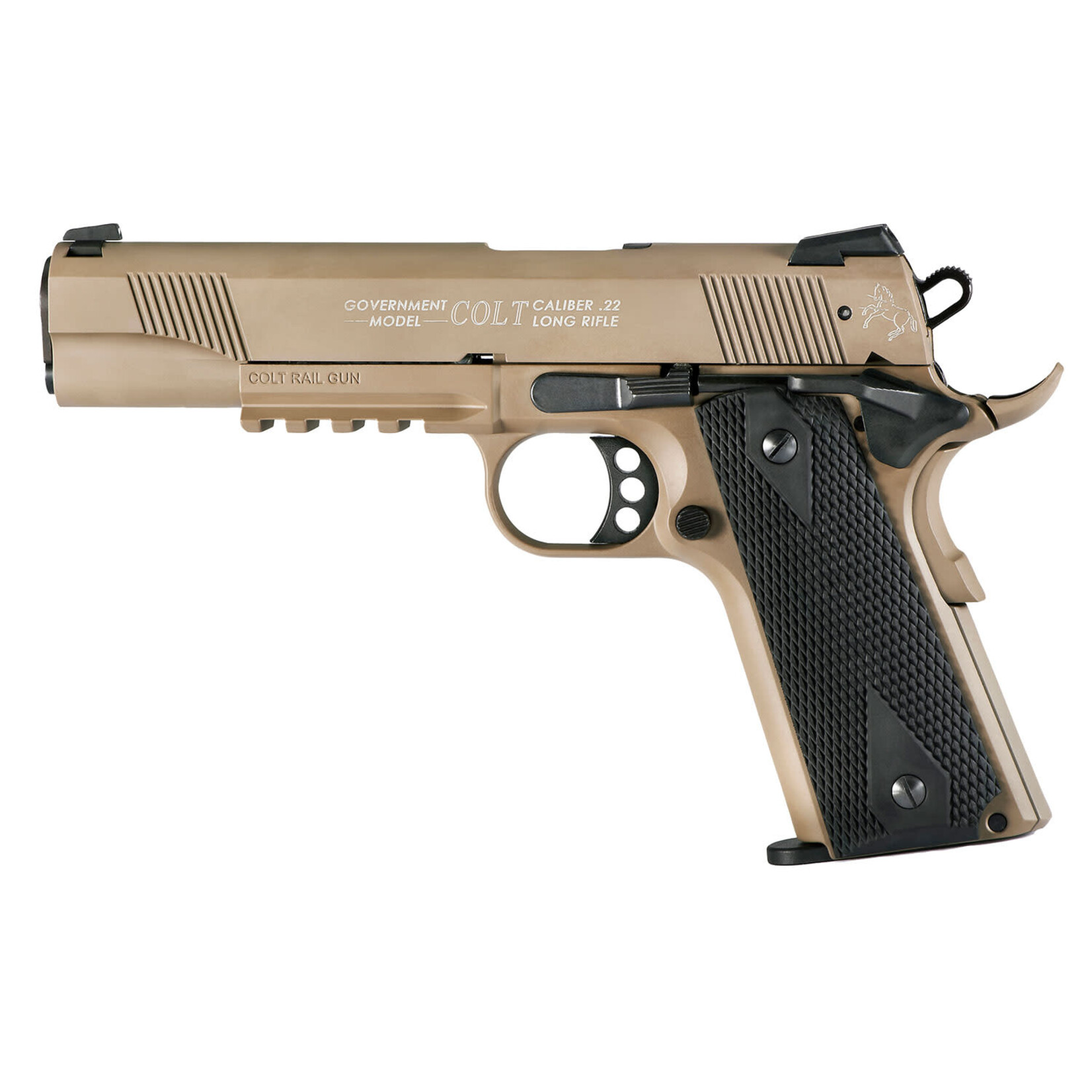 Walther Walther Arms 1911 Colt Government 22 LR Caliber with 5" Threaded Barrel, 12+1 Capacity, Overall Flat Dark Earth Finish, Picatinny Rail/Beavertail Frame, Serrated Slide & Checkered Black Polymer Grip