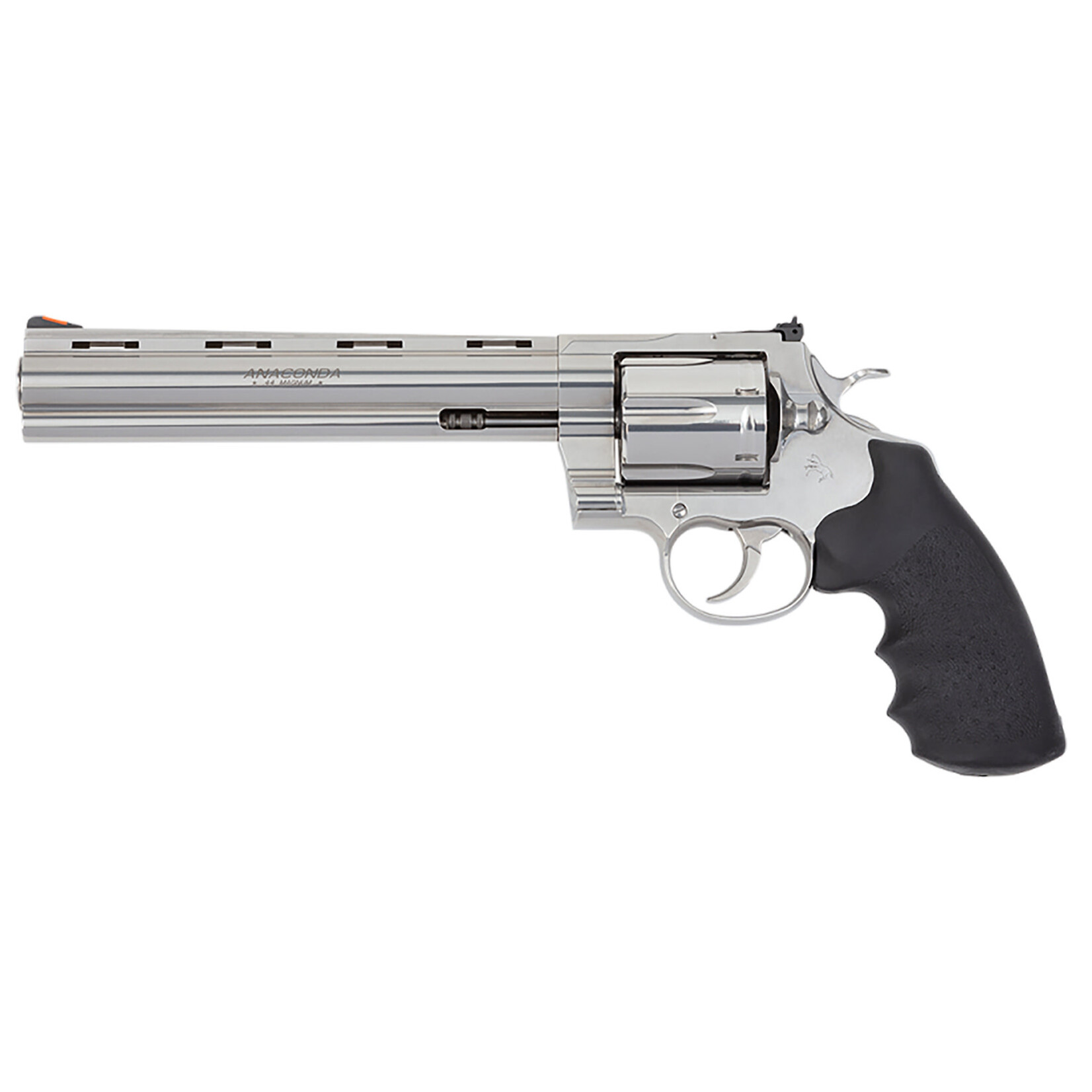 Colt Colt Mfg Anaconda 44 Mag Caliber with 8" Vent Rib Barrel, 6rd Capacity Cylinder, Overall Semi-Bright Finish Stainless Steel & Finger Grooved Black Hogue Rubber Grip