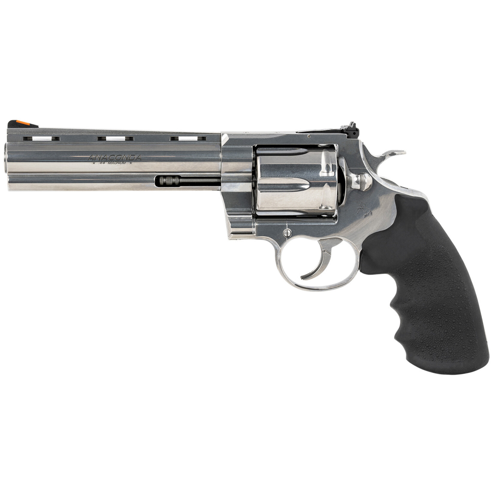 Colt Colt Mfg Anaconda 44 Mag 6 Shot 6" Stainless Recessed Target/Vent Rib Barrel, Cylinder & Frame, Black Hogue Rubber w/Finger Grooves Grip