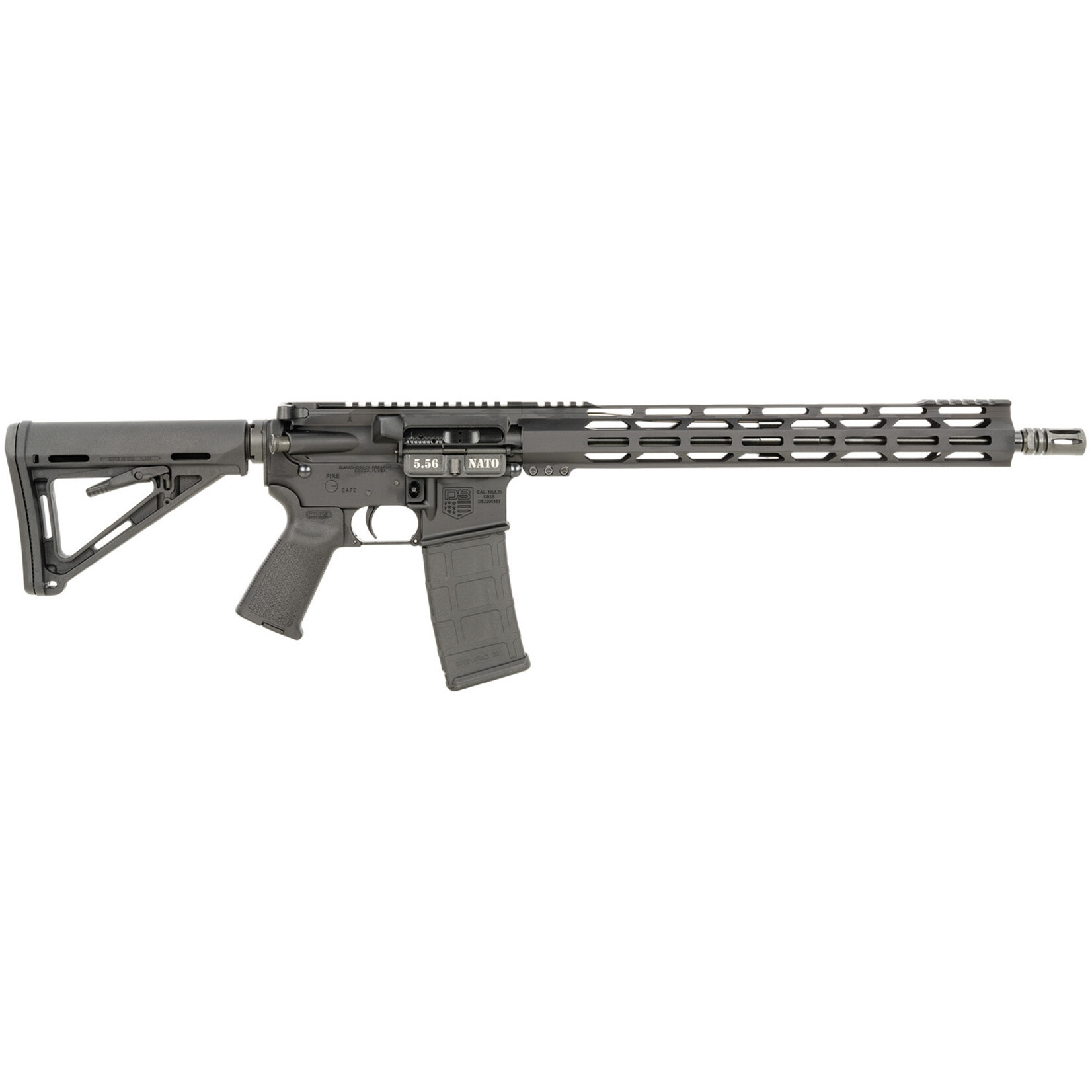 Diamondback Diamondback DB15 5.56x45mm NATO 30+1 16" Nitride Treated Chrome Moly Medium Barrel w/A2 Flash Hider, Black Hard Coat Anodized Finish, A3 Flattop Upper/DB-15 Carbon Lower, 15" M-LOK, MOE Stock & Grip