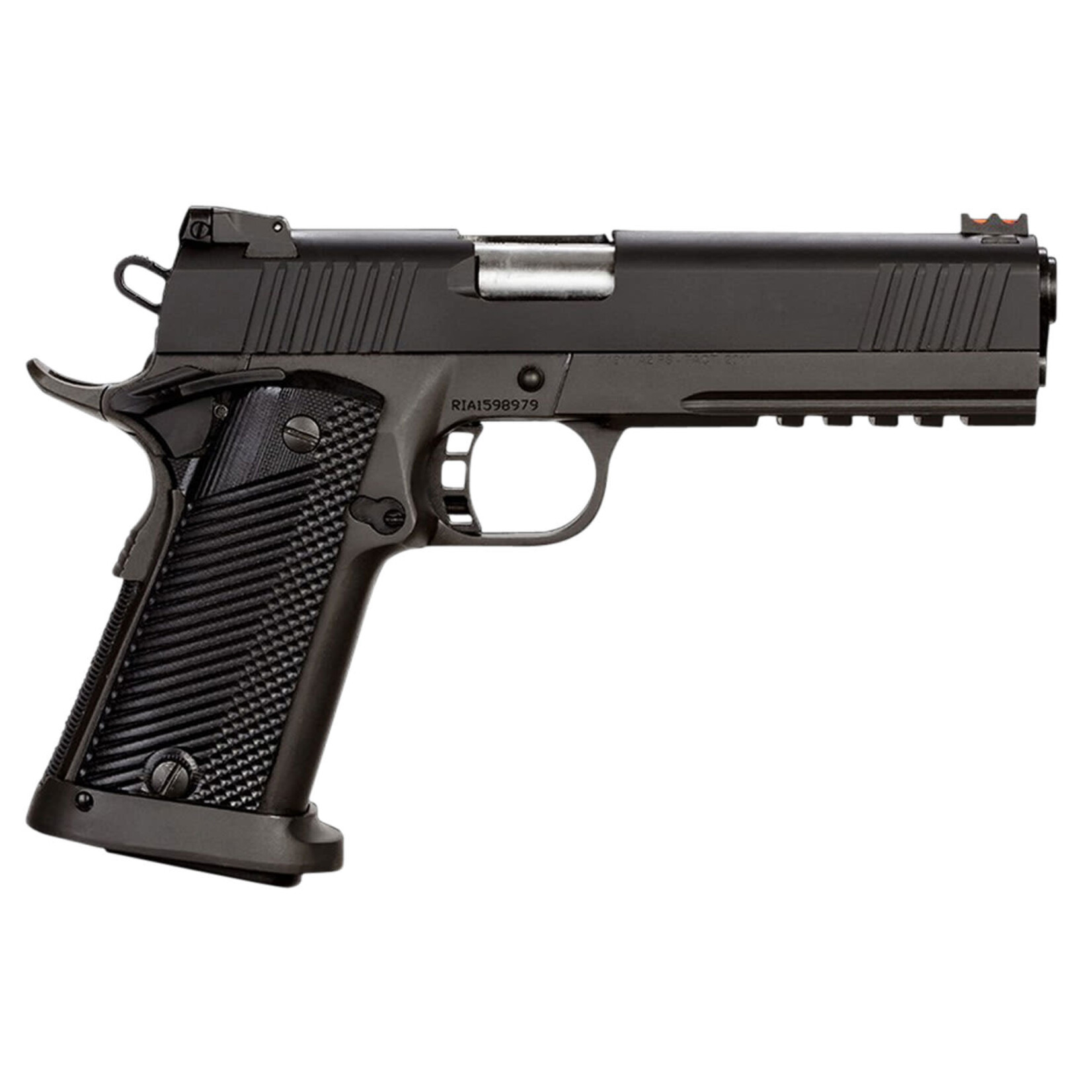 Rock Island Armory Rock Island Tac Ultra FSHC 45 ACP Caliber with 5" Barrel, 14+1 Capacity, Overall Black Parkerized Finish Steel, Picatinny Rail/Beavertail Frame, Serrated Slide & Black/Gray G10 Grip