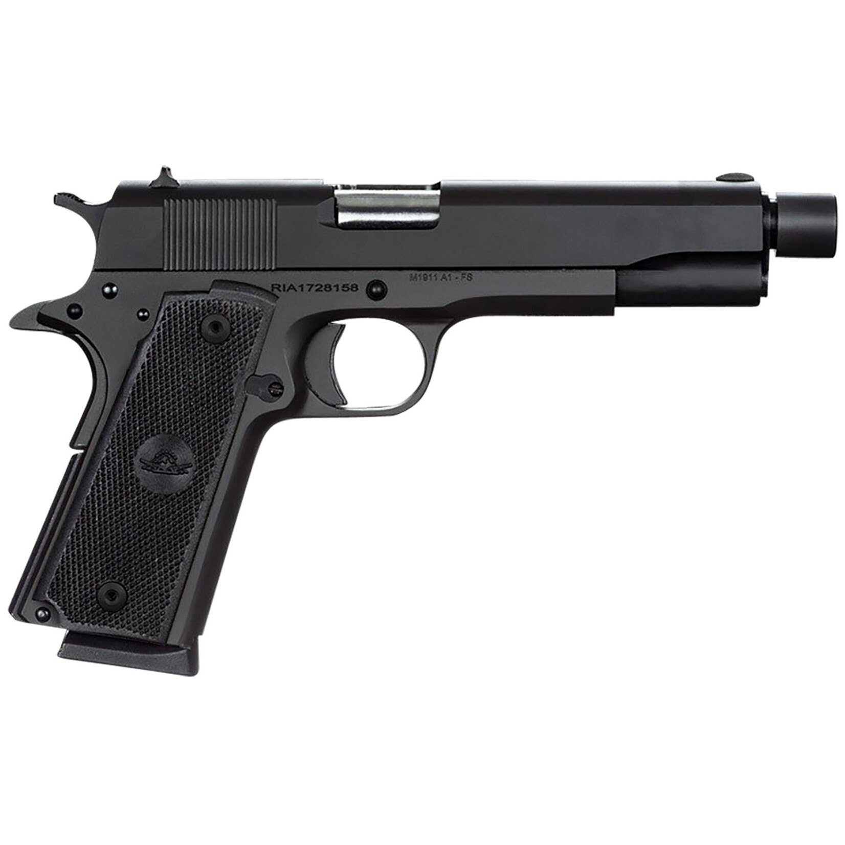 Rock Island Armory Rock Island GI Standard FS 45 ACP Caliber with 5" Barrel, 8+1 Capacity, Overall Black Parkerized Finish Steel, Beavertail Frame, Serrated Slide & Black Rubber Grip