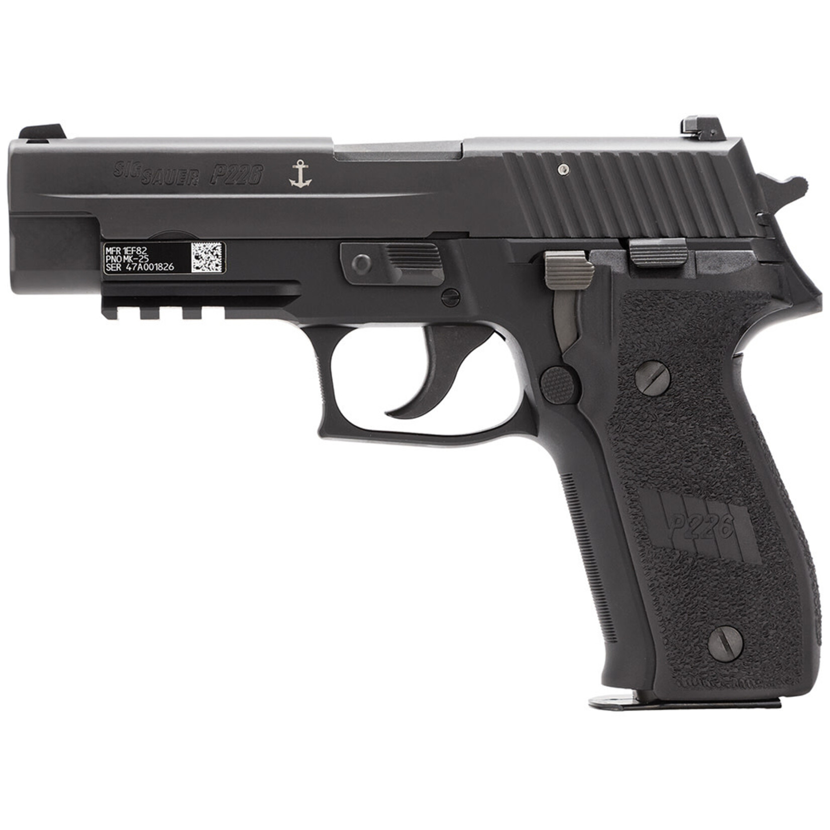 SIG SAUER Sig Sauer MK25 P226 MK25 Full Size Frame 9mm Luger 15+1, 4.40" Black Carbon Steel Barrel, Black Nitron Serrated/Engraved Anchor Stainless Steel Slide, Black Hardcoat Anodized Aluminum Frame w/Beavertail & Picatinny Rail, Black Polymer Grip, Manua