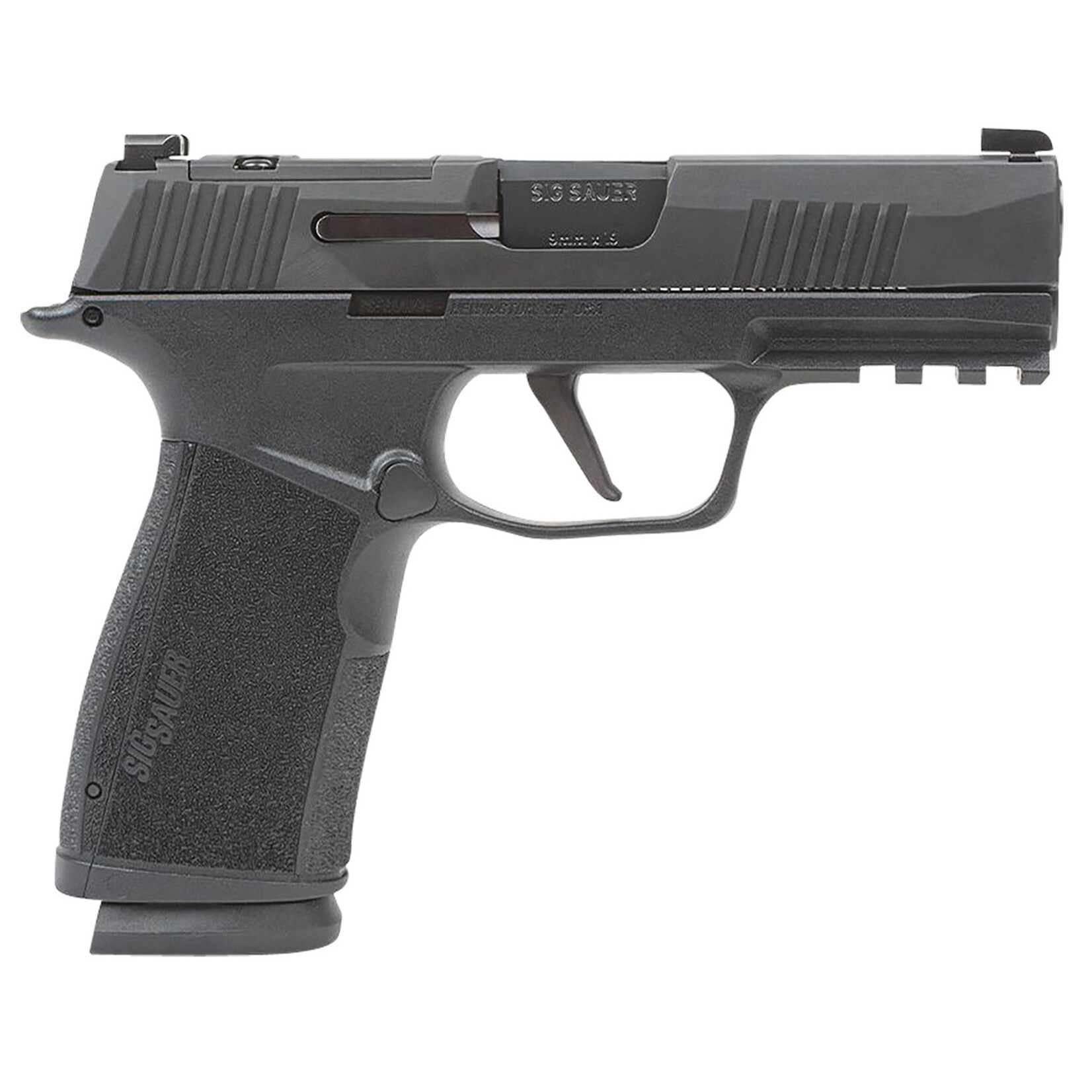 SIG SAUER Sig Sauer P365-XMACRO Compact 9mm Luger 17+1 3.70" Black Barrel, Black Nitron Optic Ready/Serrated Slide & Frame w/Picatinny Rail, Black Polymer w/Interchangeable Backstrap Grip, Manual Safety