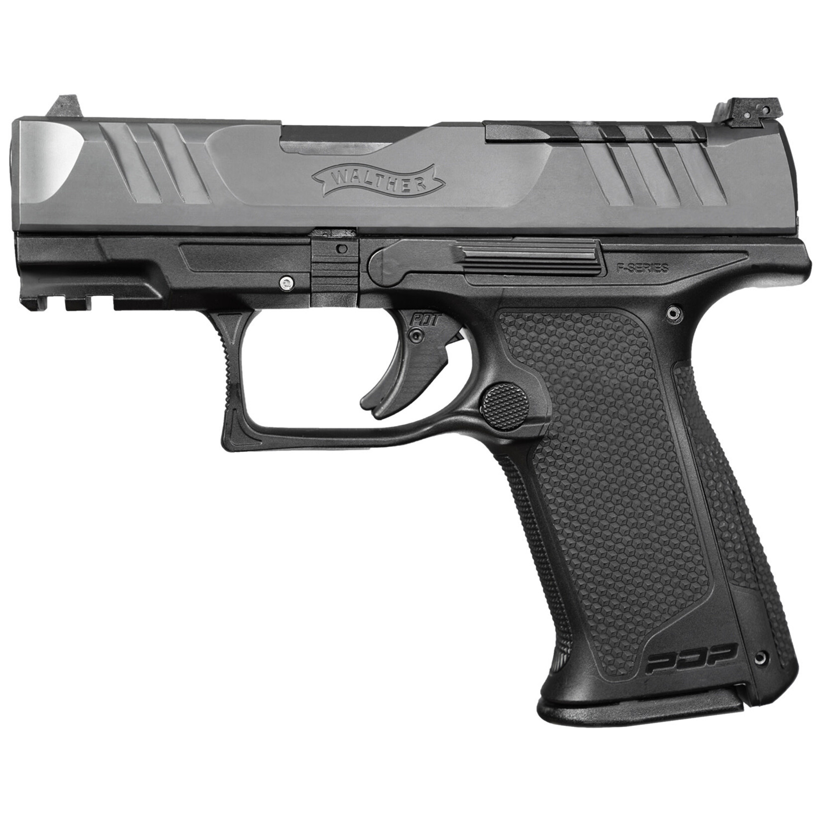 Walther Walther Arms PDP F-Series 9mm Luger 15+1 3.50" Black Steel Barrel, Black Optic Ready/Serrated Slide, Black Polymer Frame w/Picatinny Rail, Black Performance Duty Texture Grips, Ambidextrous