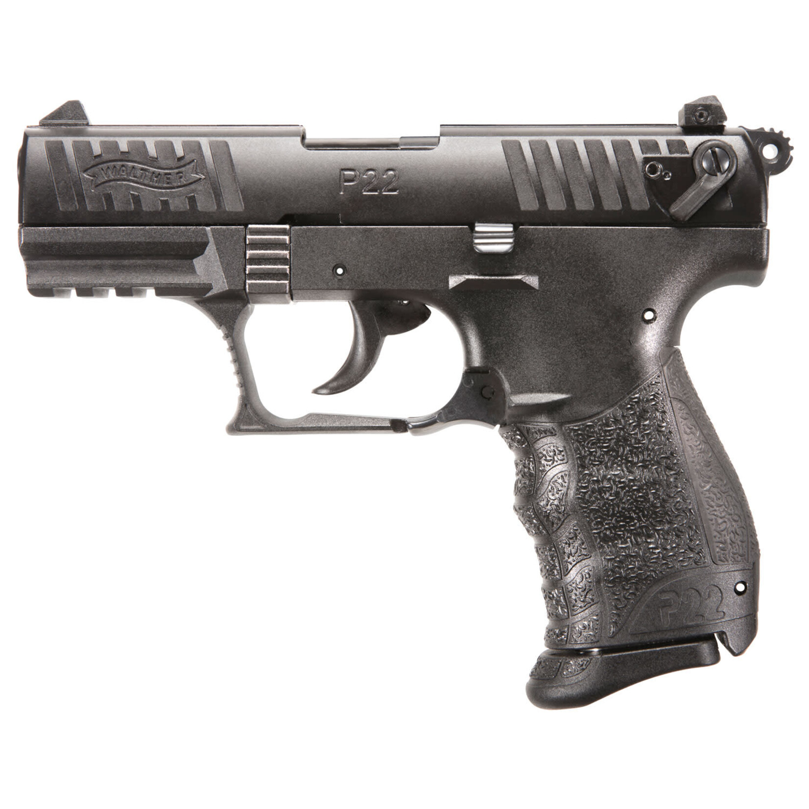 Walther Arms Walther Arms P22Q 22 LR 10+1 3.42" Black Steel Threaded Barrel, Matte Black Tenifer Serrated Slide, Black Polymer Frame w/Picatinny Rail, Black w/Interchangeable Backstrap Grip, Manual Thumb Safety, Ambidextrous