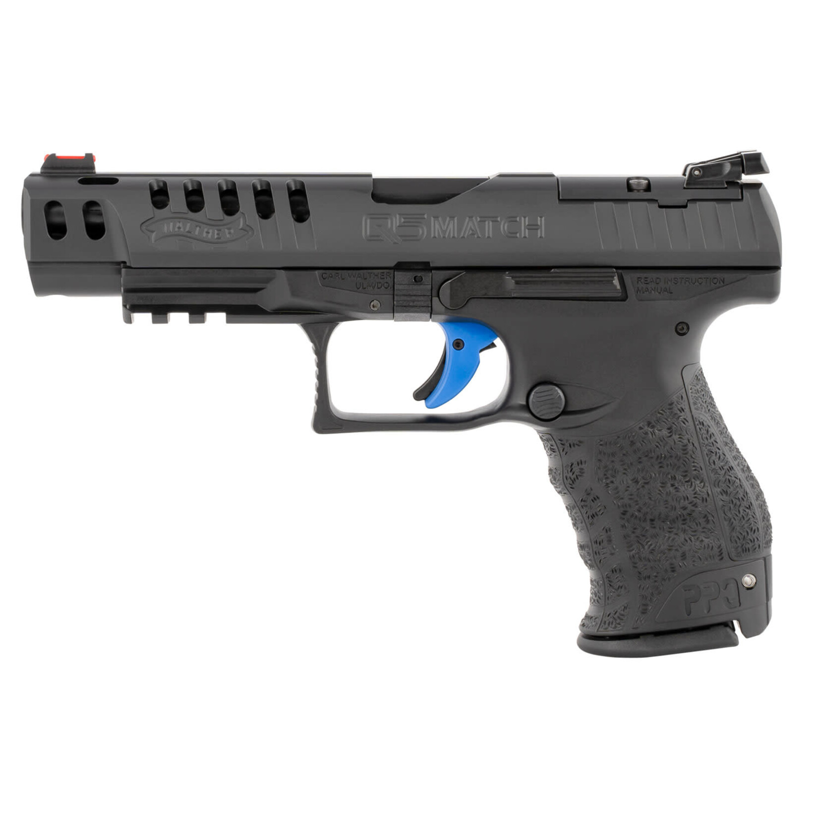 Walther Walther Arms PPQ M2 Q5 Match 9mm Luger 15+1 5" Black Polygonal Rifled Barrel, Matte Black Tenifer Optic Cut/Ported/Serrated Steel, Slide Black Polymer Frame w/Picatinny Rail, Black Finger Grooved Grip, Firing Pin Safety, Right Hand