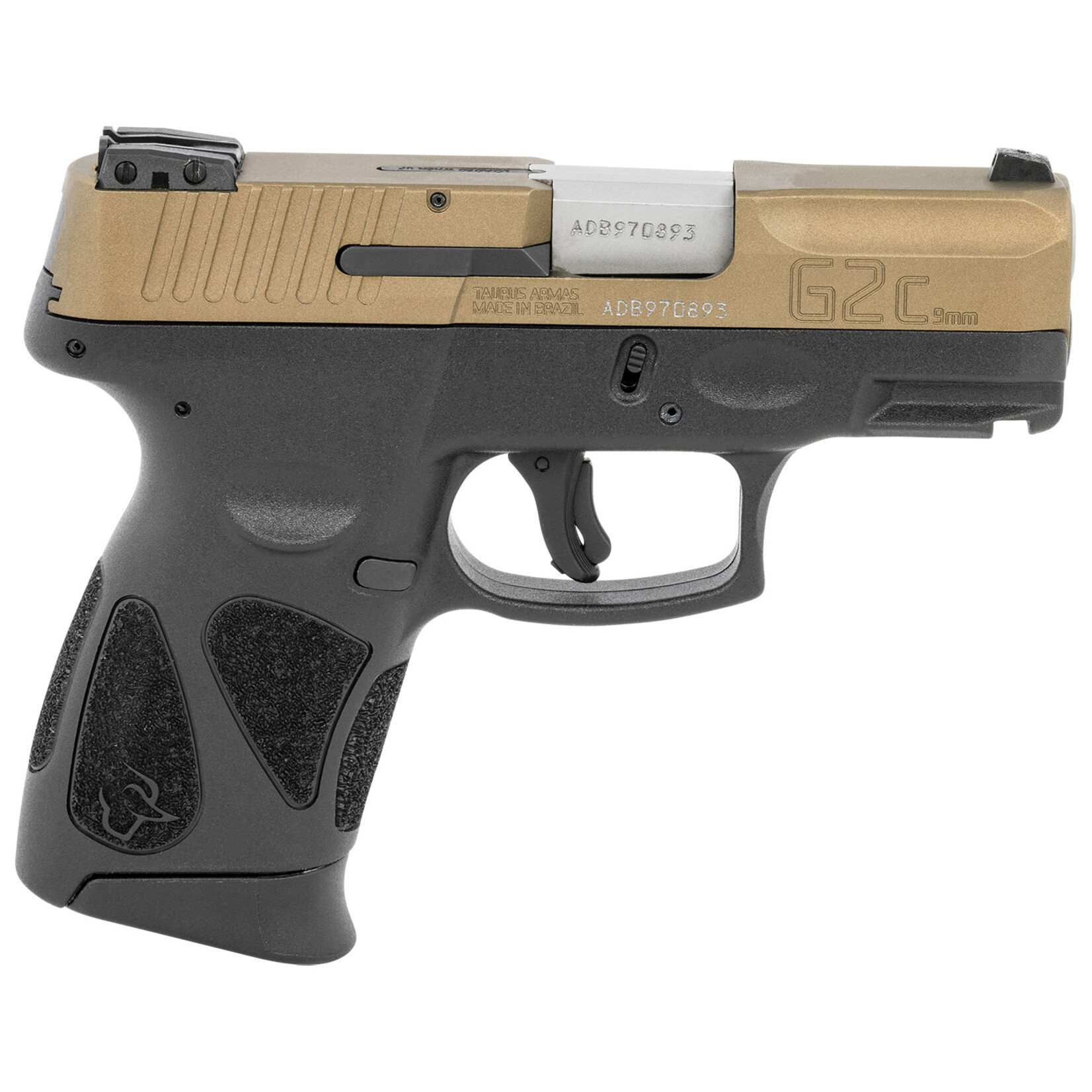 Taurus Taurus G2C 9mm Luger 12+1 3.26" Stainless Steel Barrel, Burnt Bronze Serrated Steel Slide, Black Polymer Frame w/Picatinny Rail, Black Polymer Grips