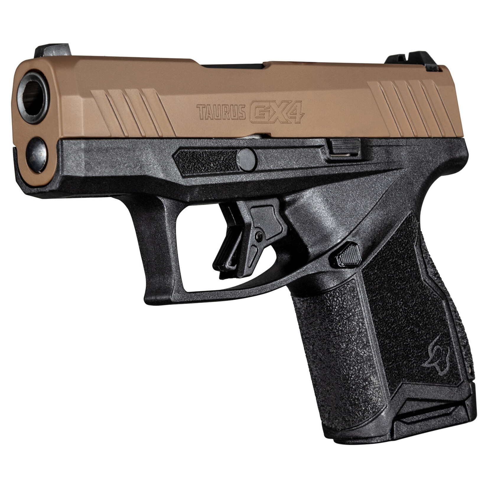 Taurus Taurus GX4 Micro-Compact Frame 9mm Luger 11+1, 3.06" Satin Black DLC Stainless Steel Barrel, Troy Coyote Brown Cerakote Serrated Steel Slide, Matte Black Stainless Steel Frame, Black w/Interchangeable Backstrap Grip, Loaded Chamber Indicator/Man