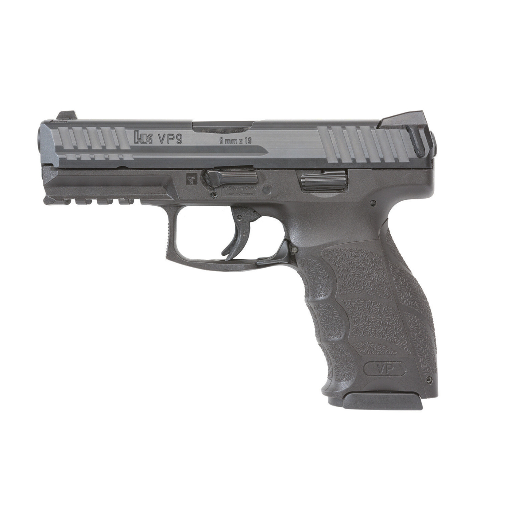 HK HK VP9 9mm Luger 17+1 4.09" Black Polygonal Rifled Barrel, Black Serrated Slide & Polymer Frame w/Picatinny Rail & Serrated Trigger Guard, Black Finger Grooved Polymer Grips Ambidextrous