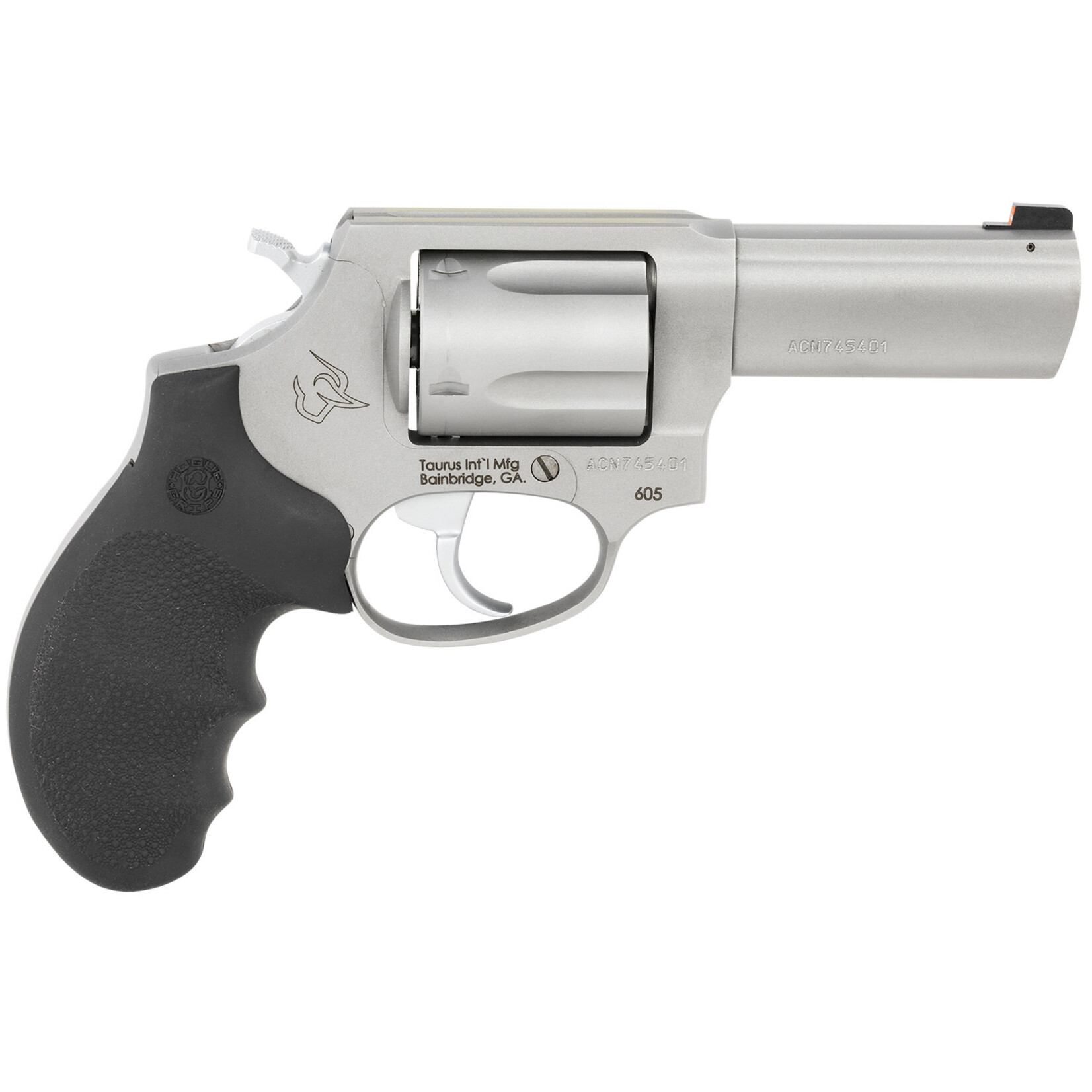 Taurus Taurus Defender 605 SA/DA 38 Special +P or 357 Mag 5 Shot 3" Barrel, Overall Matte Finish Stainless Steel, Finger Grooved Black Hogue Rubber Grip, Night Front Sight