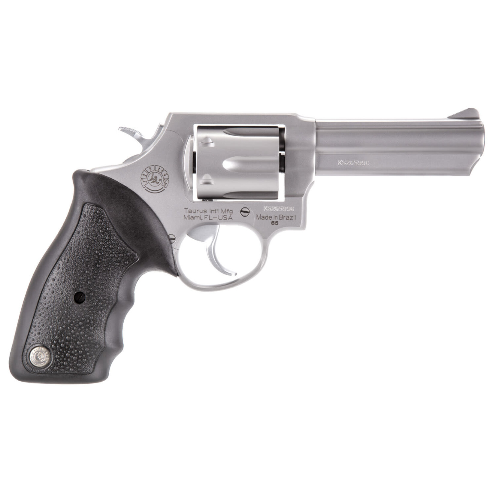 Taurus Taurus 65 38 Special +P or 357 Mag 6 Shot 4" Barrel, Overall Matte Finish Stainless Steel, Finger Grooved Black Rubber Grip, Fixed Sights