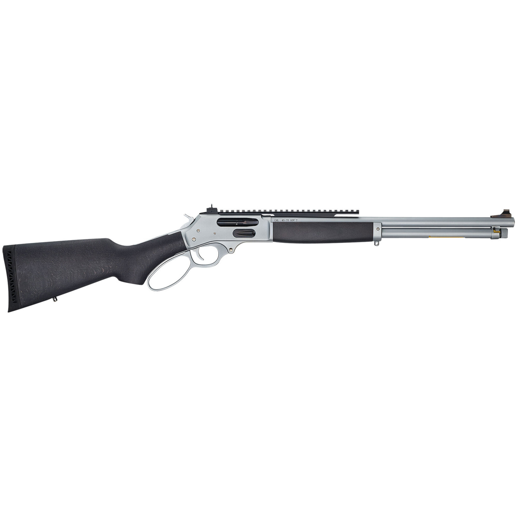 Henry Repeating Arms Henry Side Gate All Weather 45-70 Gov Caliber with 4+1 Capacity, 18.43" Barrel, Satin Hard Chrome Metal Finish, Stained Hardwood Large Loop & Picatinny Rail, Right Hand (Full Size)