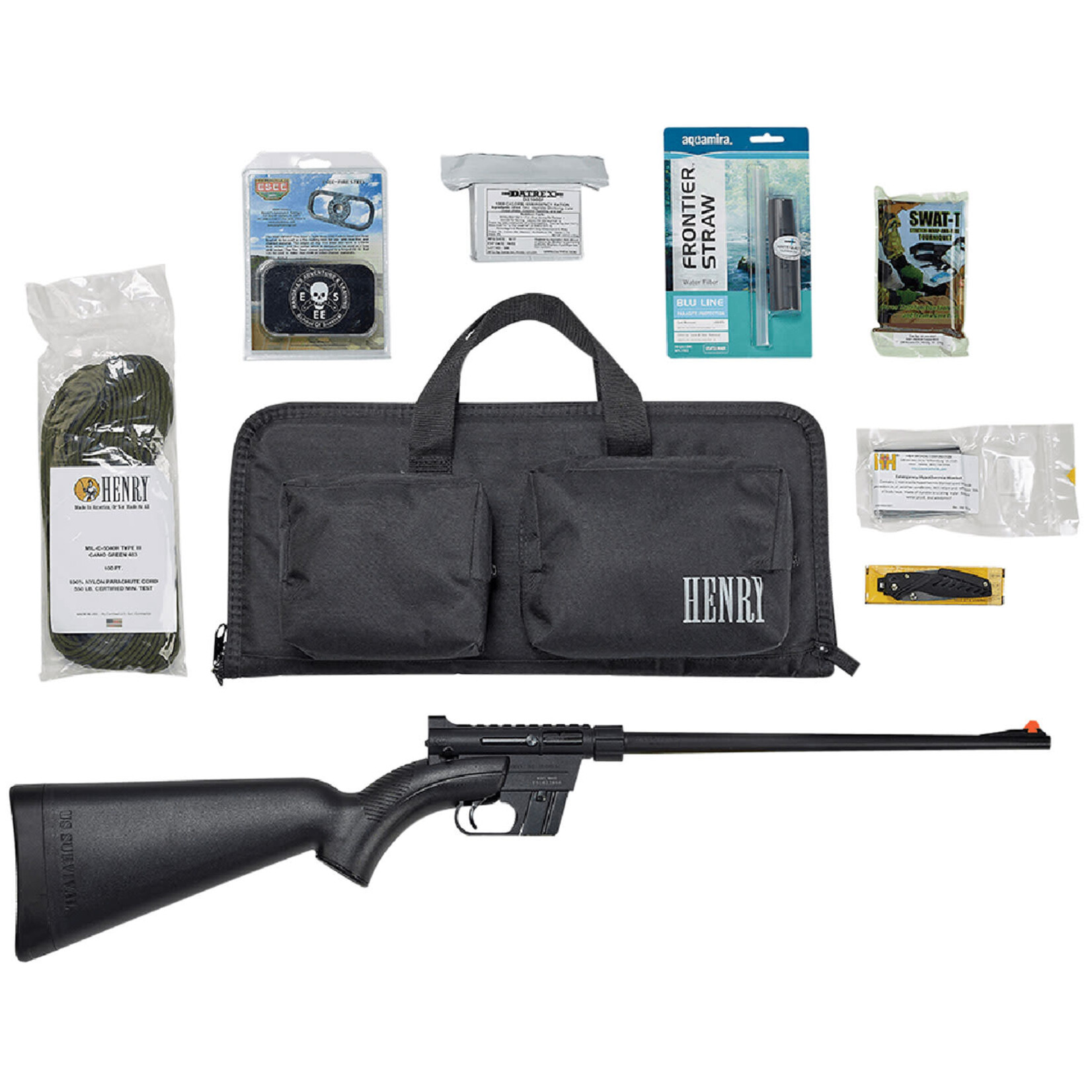 Henry Repeating Arms Henry U.S. Survival Pack AR-7 22 LR Caliber with 8+1 Capacity, 16.13" Barrel, Black Metal Finish & Black Synthetic Stock Right Hand (Full Size) Includes Gear