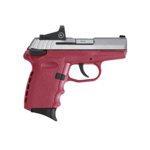 SCCY SCCY Semi-Auto Pistol, 9MM, 3.1" Bl, Two-Tone, SS, Red, Crimson Trace Red Dot Sight, Manual Safety, 1 - Stainless/Silver, 3.1" Barrel, 10 Rounds, Polymer Grips, Optics Included Sights