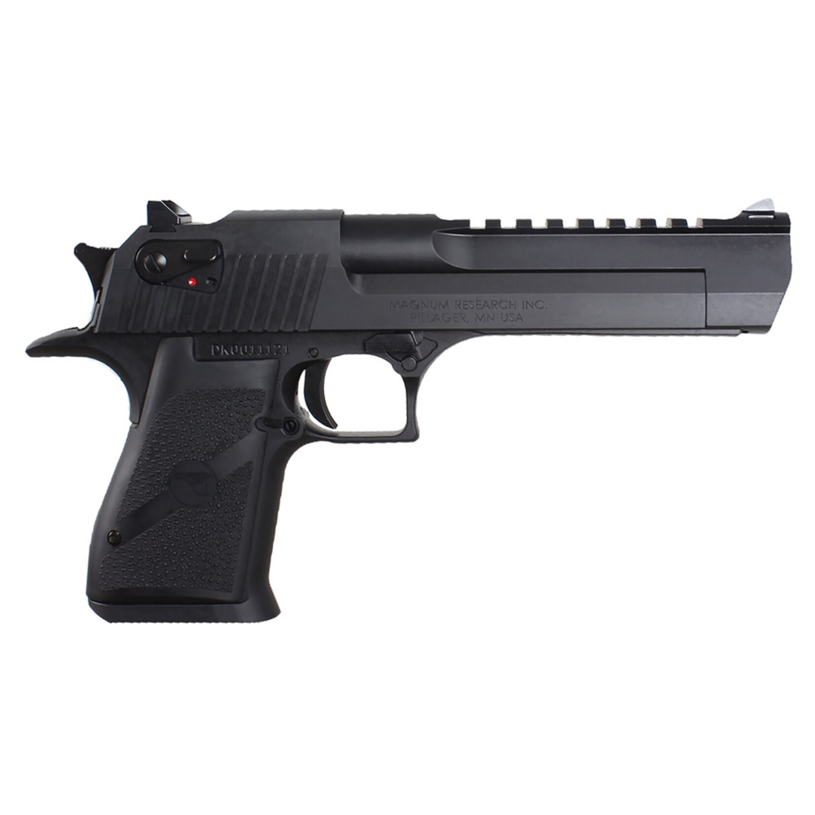 Magnum Research Magnum Research Desert Eagle Mark XIX 50 AE 7+1, 6" Black Carbon Steel w/Picatinny Rail Barrel, Black Serrated Carbon Steel Slide & Frame w/Beavertail, Black Rubber Grip, Ambidextrous Safety, Right Hand