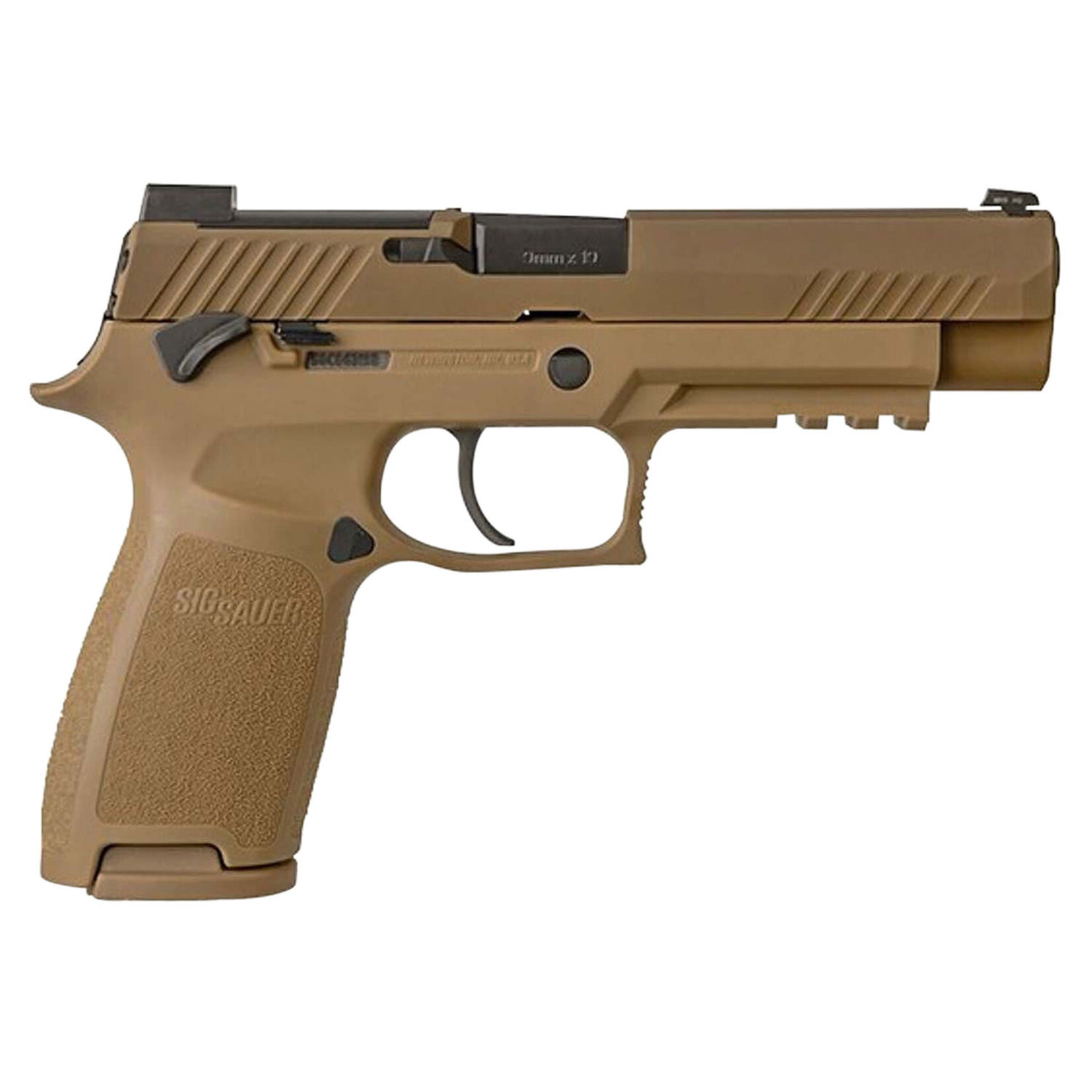 SIG SAUER Sig Sauer P320 M17 Full Size Frame 9mm Luger 17+1 /21+1, 4.70" Black Carbon Steel Barrel, Coyote PVD Serrated Stainless Steel Slide, Coyote PVD Stainless Steel Frame w/Beavertail & Picatinny Rail, Coyote Polymer Grip, Manual Thumb Safety, Right