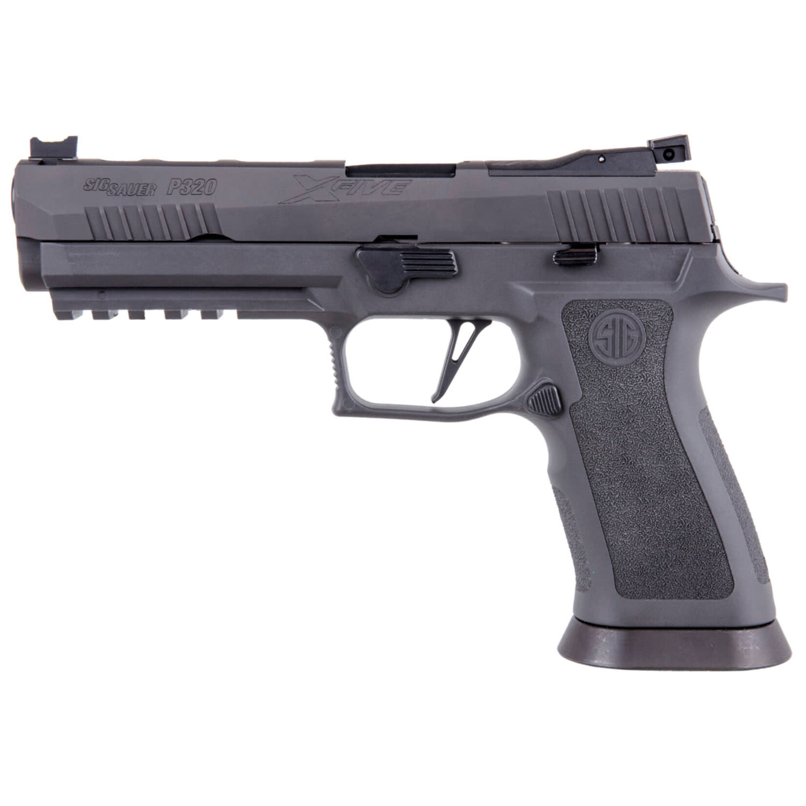SIG SAUER Sig Sauer P320 XFive Legion Full Size 9mm Luger 17+1, 5" Black Steel Bull Barrel, Legion Gray Cerakote Optic Ready/Serrated Slide, Legion Gray Stainless Steel Frame w/Beavertail & Picatinny Rail, Legion Gray TXG Grips Right Hand