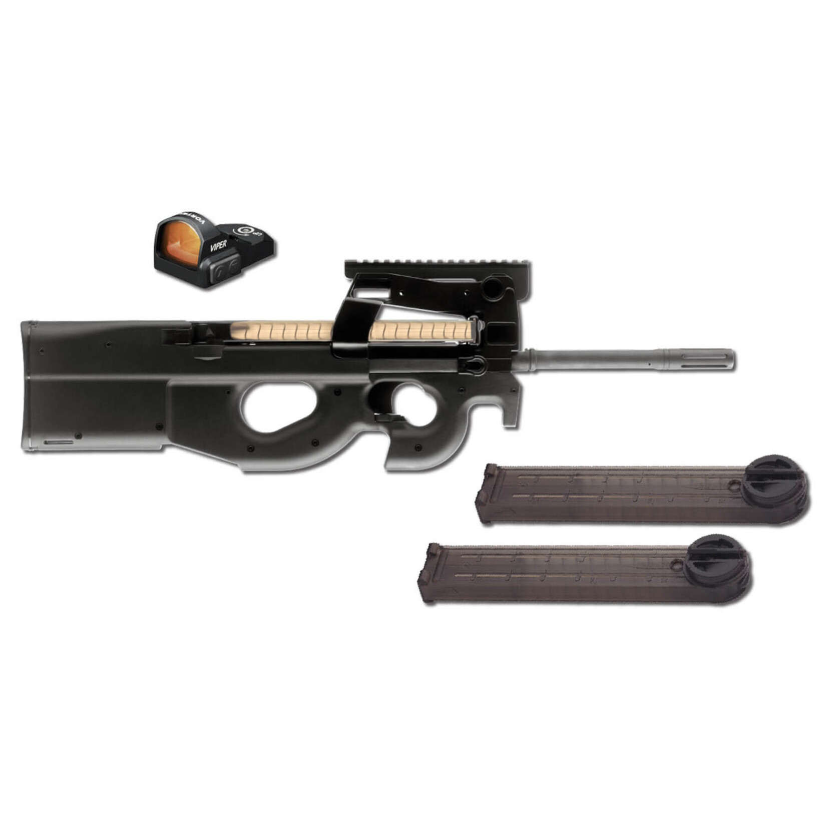 FN America FN PS90 5.7x28mm 50+1 (2) 16", Matte Black Synthetic Thumbhole Bullpup Stock, Integrated Muzzle Brake, Vortex Viper Red Dot