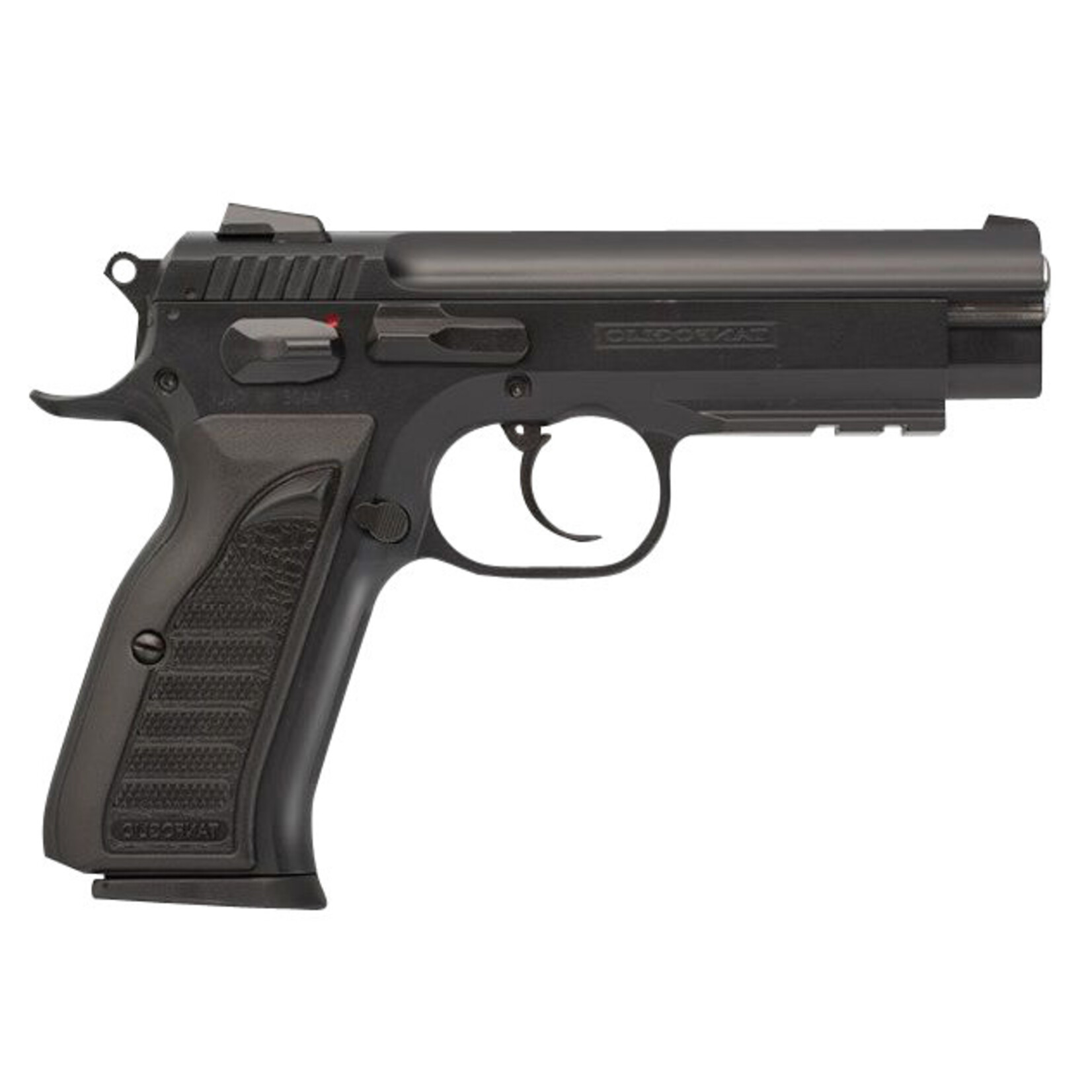 Tanfoglio Tanfoglio IFG Combat 9mm Luger Caliber with 4.40" Barrel, 16+1 Capacity, Overall Black Finish Steel, Picatinny Rail/Beavertail Frame, Serrated Slide & Polymer Grip