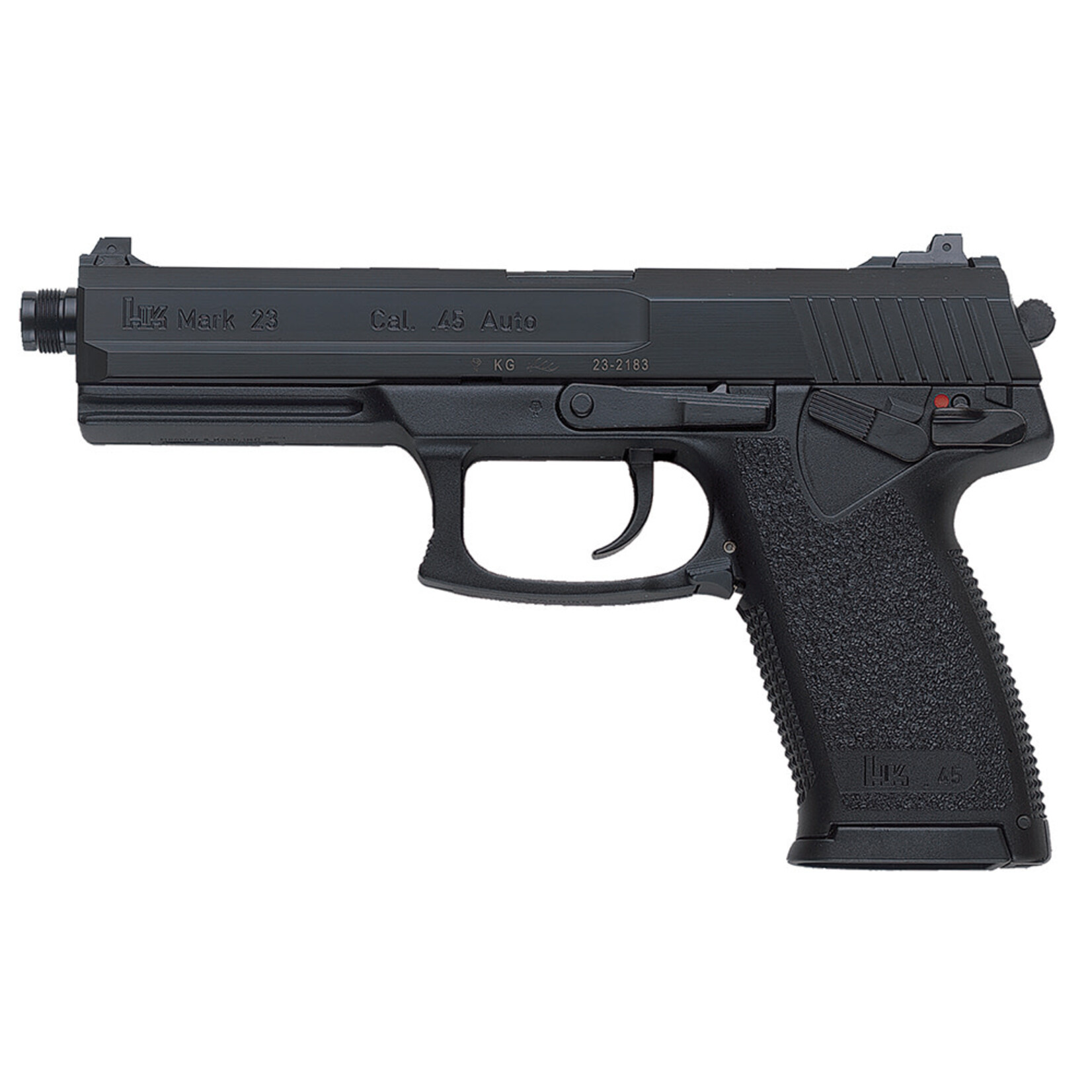 HK HK Mark 23 45 ACP 12+1 5.87" Black Steel Threaded Barrel Black Serrated Slide Black Polymer Frame w/Serrated Trigger Guard Black Polymer Grips Right Hand