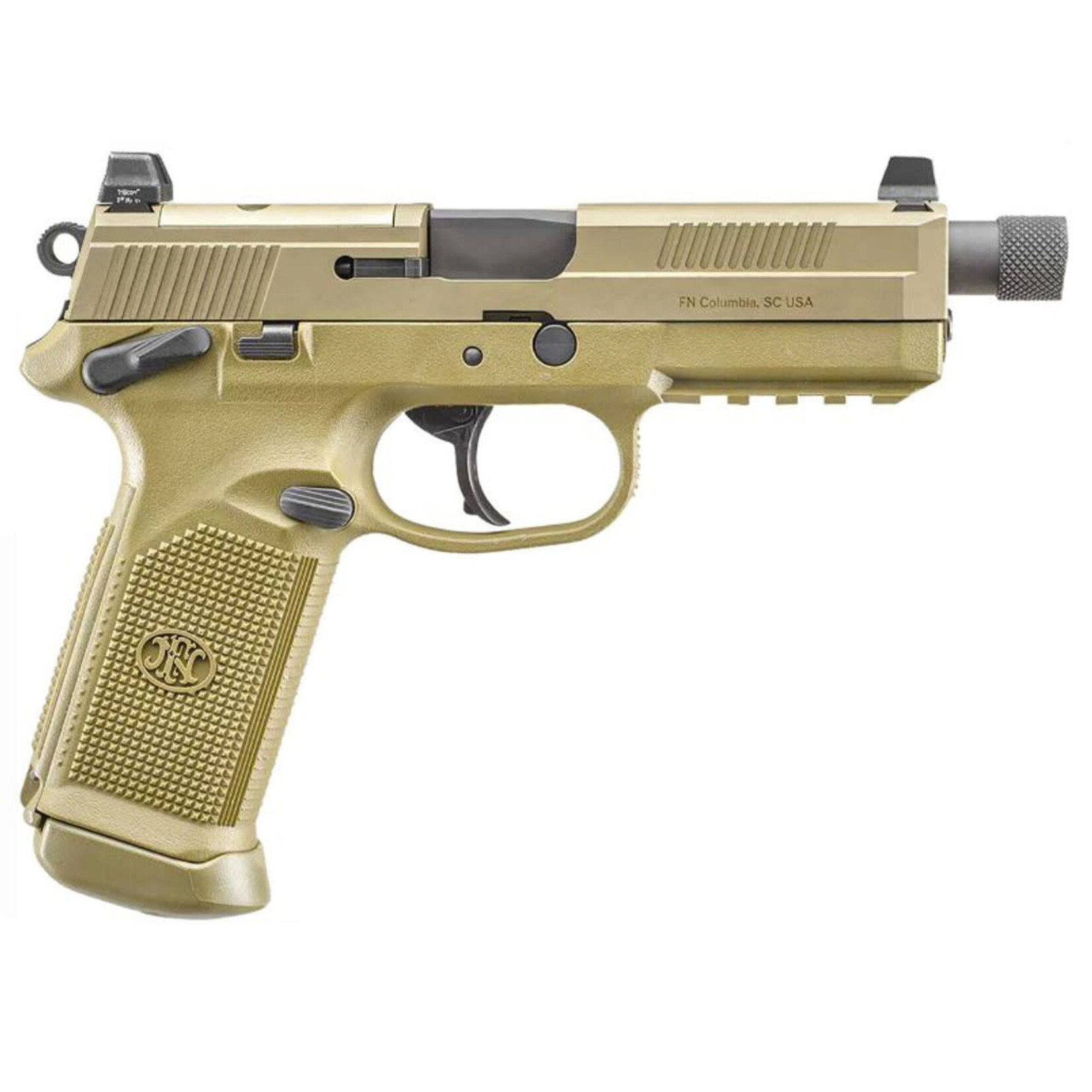 FN America FN FNX Tactical Bundle 45 ACP 15+1 5.30" Black Steel Threaded Barrel, Flat Dark Earth Serrated Slide & Checkered Polymer Frame w/Picatinny Rail, Interchangeable Backstraps Grips Ambidextrous