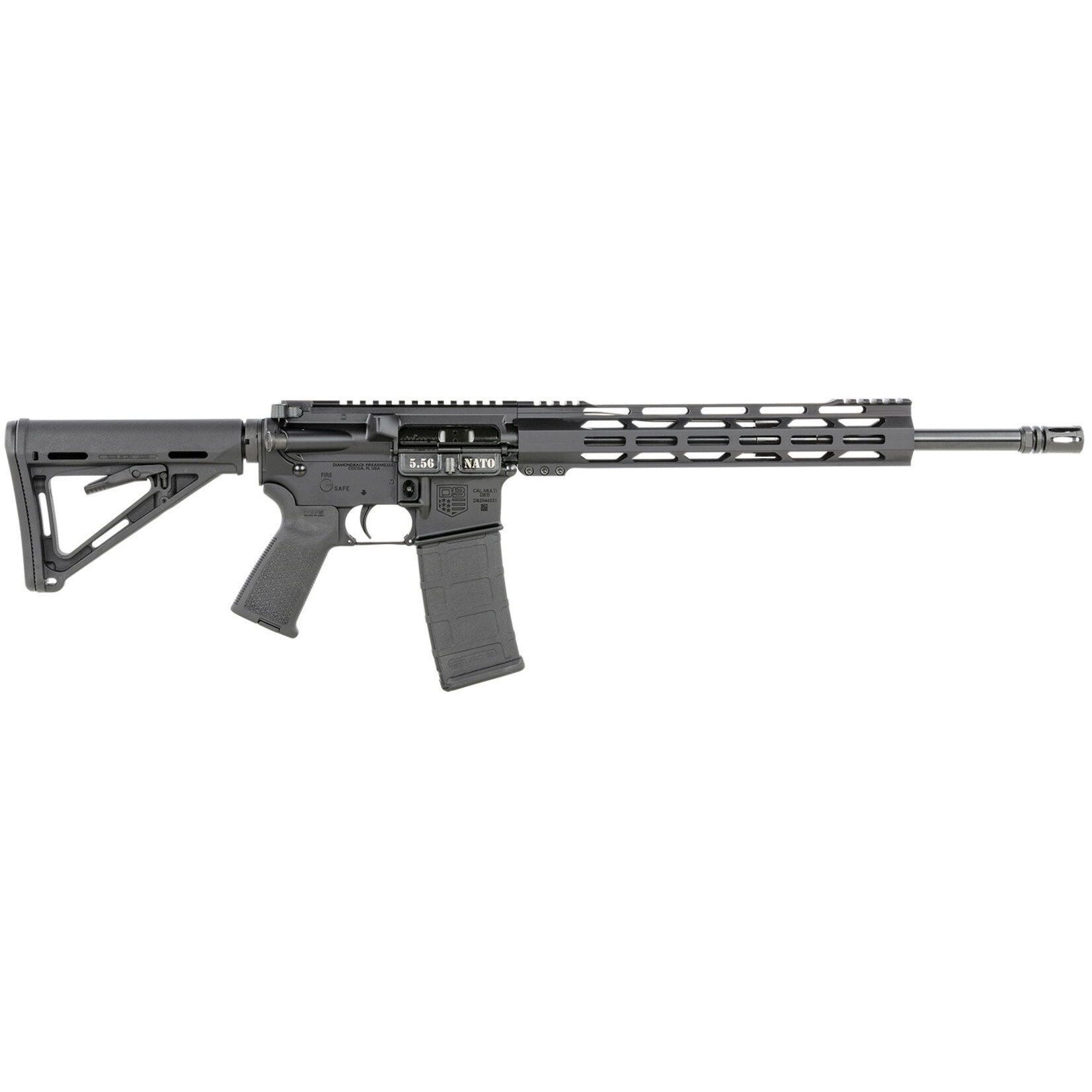 Diamondback Diamondback DB15 5.56x45mm NATO 30+1 16" Black Nitride Threaded Barrel, Black Hard Coat Anodized Picatinny Rail Aluminum Receiver, 12" M-LOK Handguard, Black Synthetic Magpul Carbine Stock & Black Magpul Grip