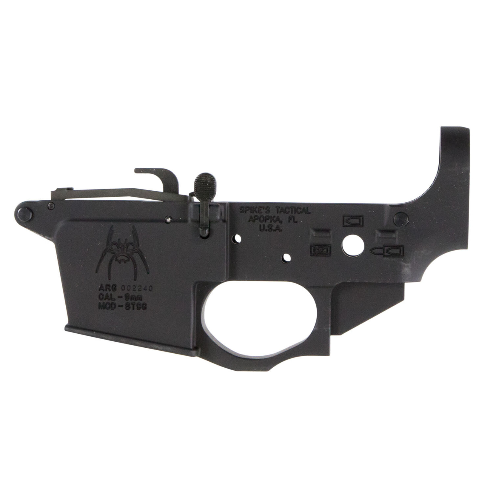 Spikes Tactical Spikes Spider Stripped Lower Receiver 9mm Luger 7075-T6 Aluminum Black Anodized for AR-15 compatible w/ Glock Mags