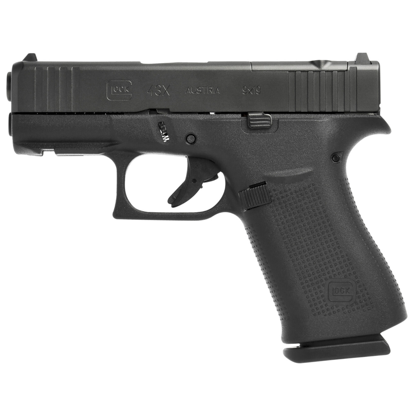 GLOCK Glock 43X Subcompact MOS 9mm Luger 3.41" Glock Marksman Barrel 10+1, Black Slimline Frame & MOS nDLC Slide, Rough Texture Beavertail Grip, Reversible Mag. Catch, Safe Action Trigger, Optics ready