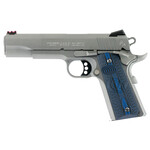 Colt Colt Mfg 1911 Competition Government 45 ACP 8+1 5" Stainless National Match Barrel, Serrated Slide & Frame w/Beavertail, Checkered Blue G10 Grip, Ambidextrous