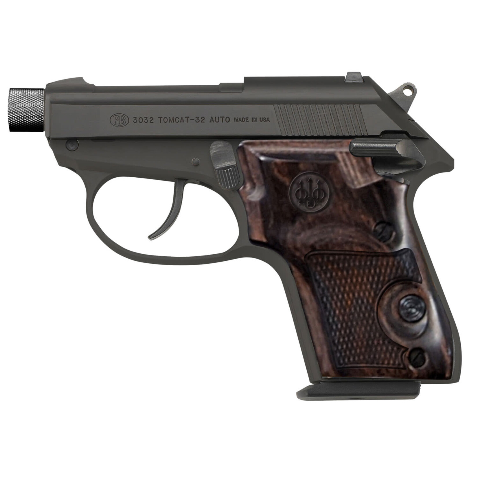 Beretta Beretta USA Tomcat Covert Micro-Compact Frame 32 ACP 7+1, 2.90" Blued Black Threaded Steel Tip-Up Barrel, Blued Serrated Steel Slide, Black Anodized Aluminum Frame, Walnut Grip, Right Hand