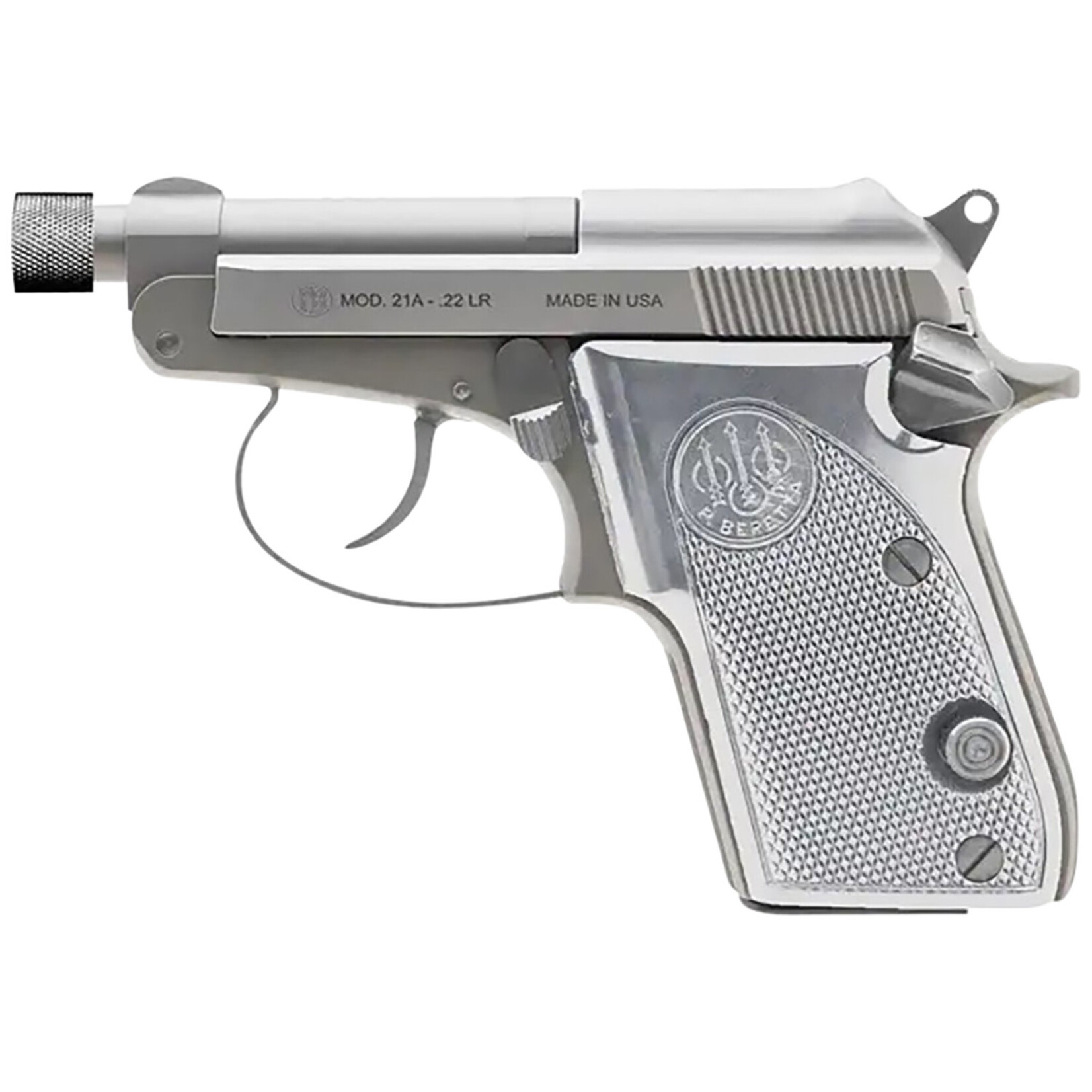 Beretta Beretta USA 21A Bobcat Ghost Buster Micro-Compact Frame 22 LR 7+1, 2" SS Threaded Tip-Up Barrel, Stainless Serrated Slide, Anodized Aluminum Frame