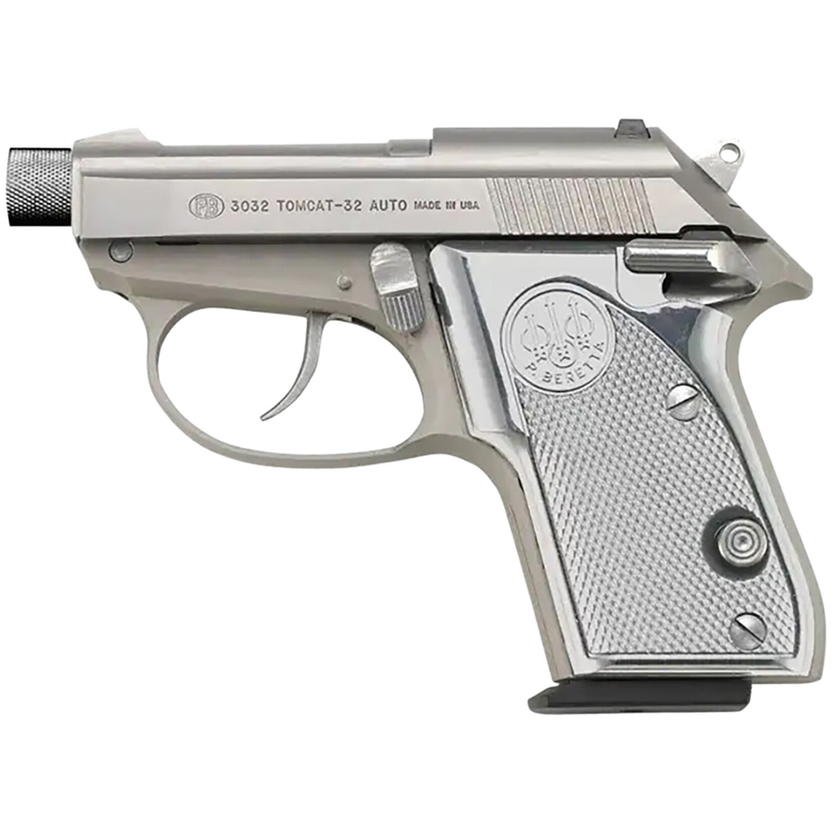 Beretta Beretta USA 3032 Tomcat Ghost Buster Micro-Compact Frame 32 ACP 7+1, 2.90" SS Threaded Tip-Up Barrel, Cerakote Stainless Serrated Steel Slide, Cerakote Aluminum Frame