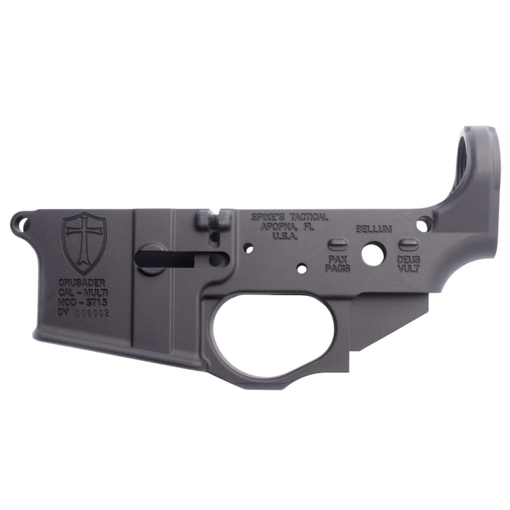 Spikes Tactical Spikes Crusader Stripped Lower Receiver Multi-Caliber 7075-T6 Aluminum Black Anodized for AR-15