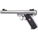 Ruger Ruger Mark IV Target 22 LR 10+1 5.50" Satin Threaded Bull Barrel, Drilled & Tapped Receiver, Satin Stainless Steel Frame, Black Checkered Polymer Grip, Right Hand