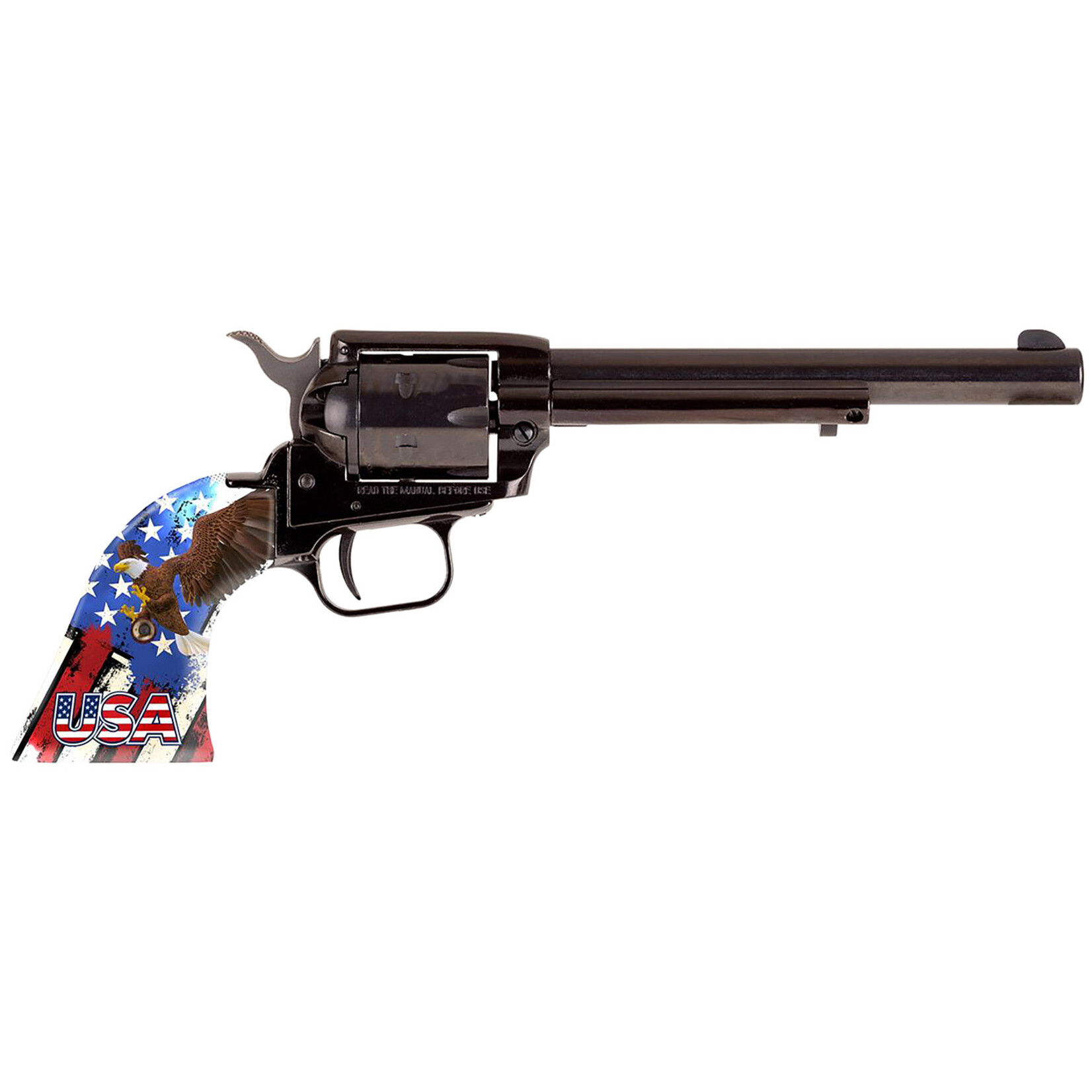 Heritage Manufacturing Heritage Mfg Rough Rider 22 LR 6rd 6.50" Black Oxide Alloy Steel Barrel & Cylinder, Black Oxide Zinc Alloy Frame, USA Eagle Polymer Grip, Manual Safety, Exposed Hammer