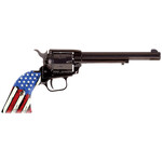 Heritage Manufacturing Heritage Mfg Rough Rider 22 LR 6rd 6.50" Black Oxide Alloy Steel Barrel & Cylinder, Black Oxide Zinc Alloy Frame, Distressed USA Flag Polymer Grip, Manual Safety, Exposed Hammer