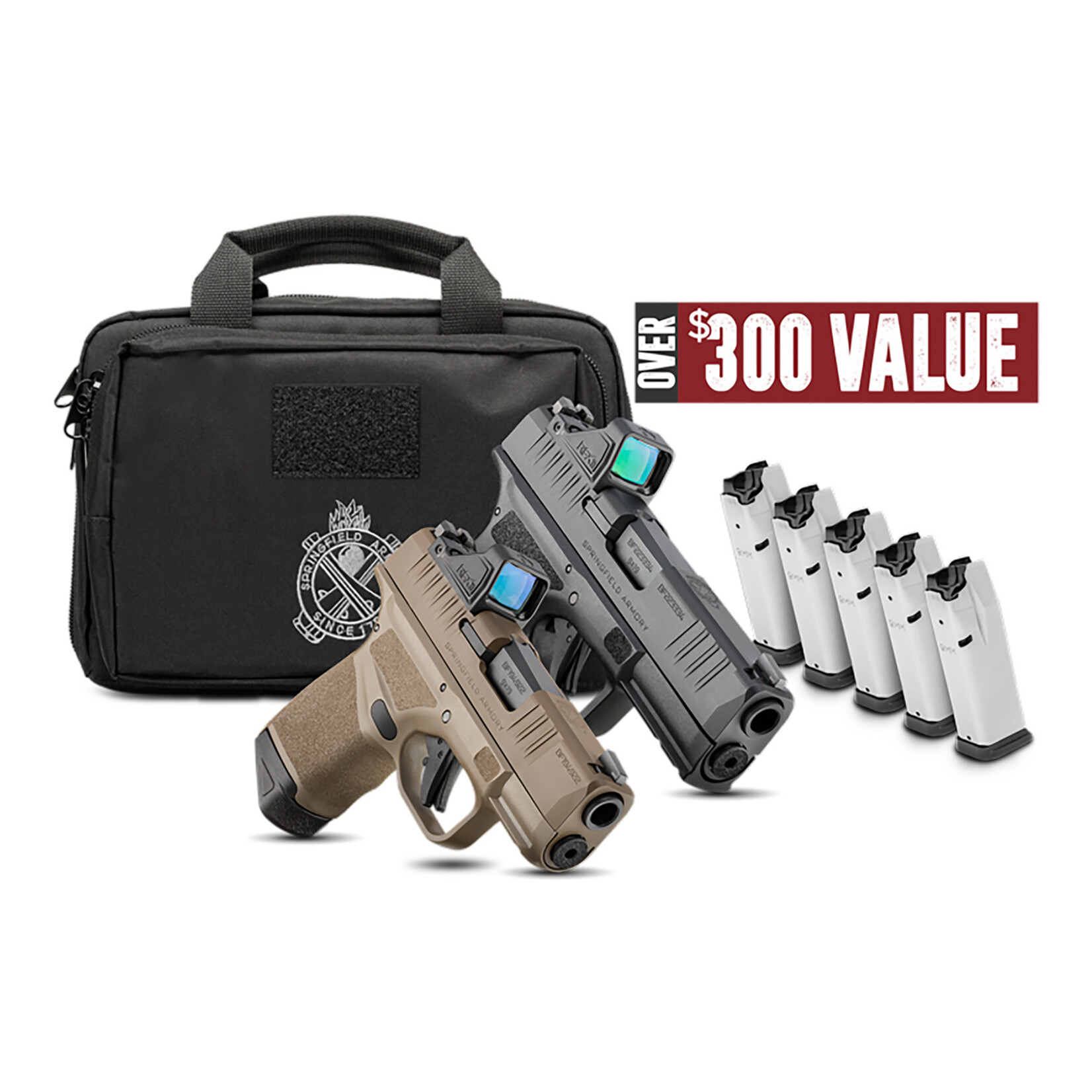 Springfield Armory Springfield Armory Hellcat OSP 9mm Luger Gear up 2024 Includes Viridian RFX-11 Green Dot Optic, 11rd(4) 13rd(1) Magazines (Total of 5), Dual Range Bag